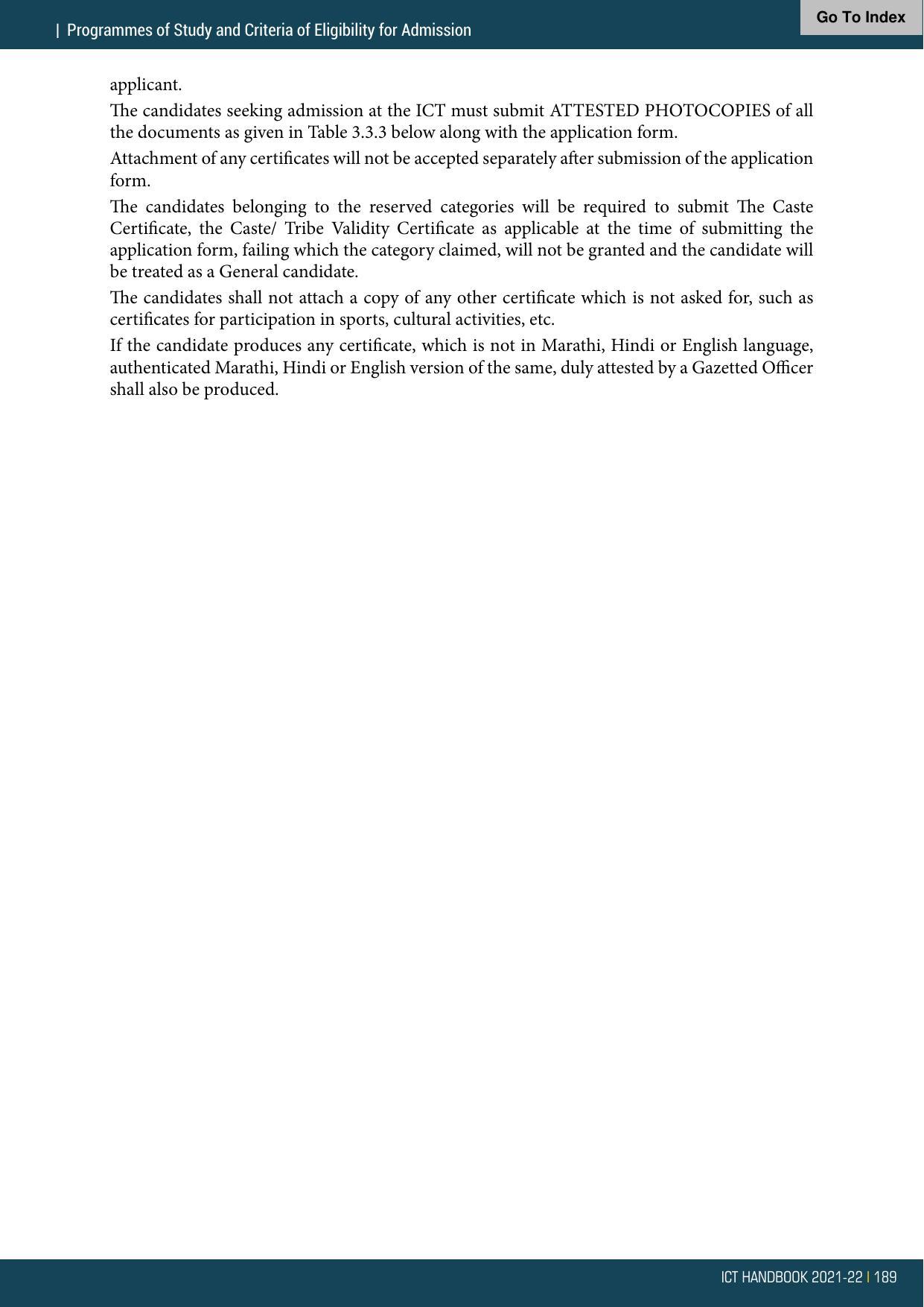 Institute of Chemical Technology (ICT), Mumbai Prospectus 2021-22 - Page 189