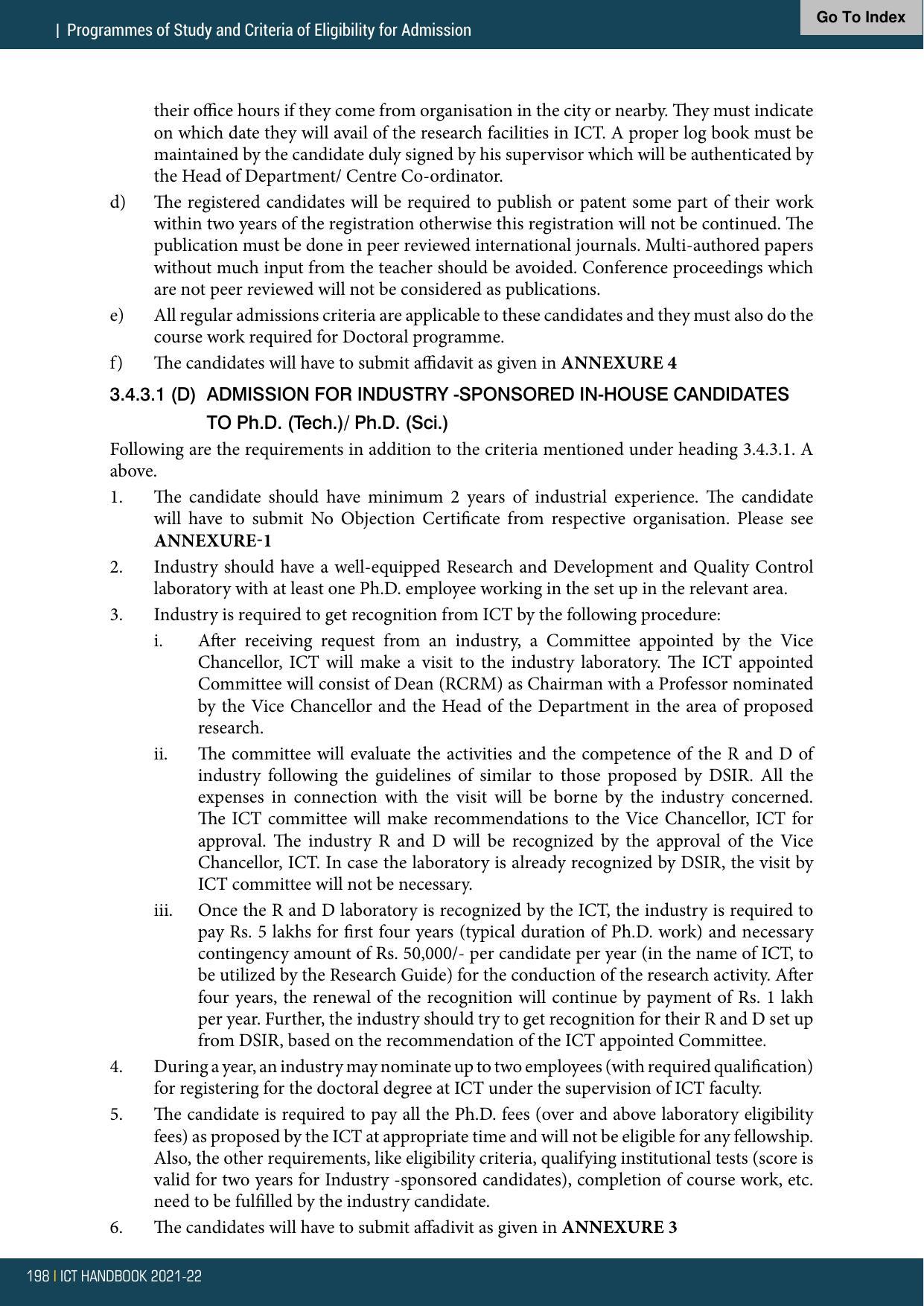 Institute of Chemical Technology (ICT), Mumbai Prospectus 2021-22 - Page 198
