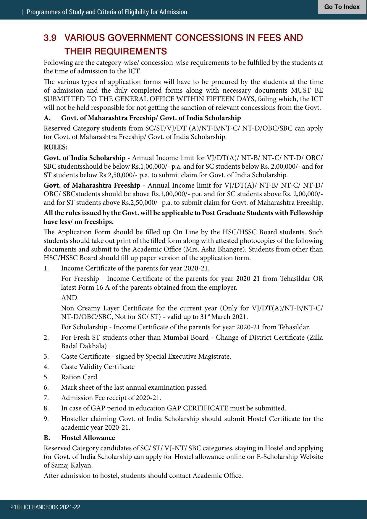 Institute of Chemical Technology (ICT), Mumbai Prospectus 2021-22 - Page 218