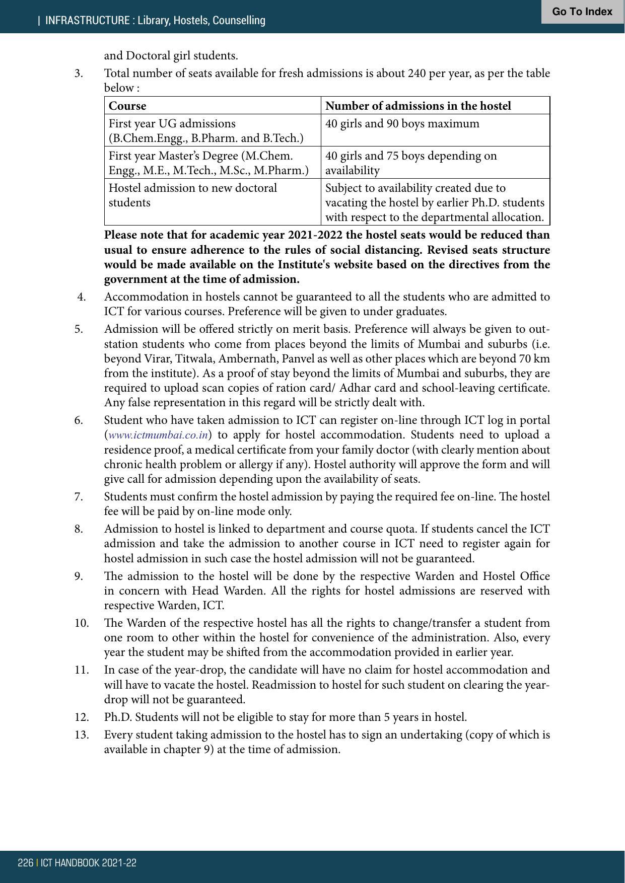 Institute of Chemical Technology (ICT), Mumbai Prospectus 2021-22 - Page 226