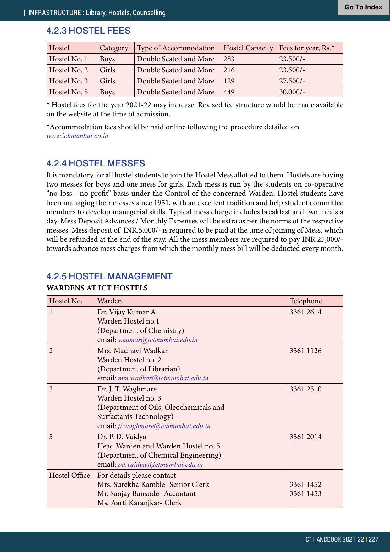 Institute of Chemical Technology (ICT), Mumbai Prospectus 2021-22 - Page 227
