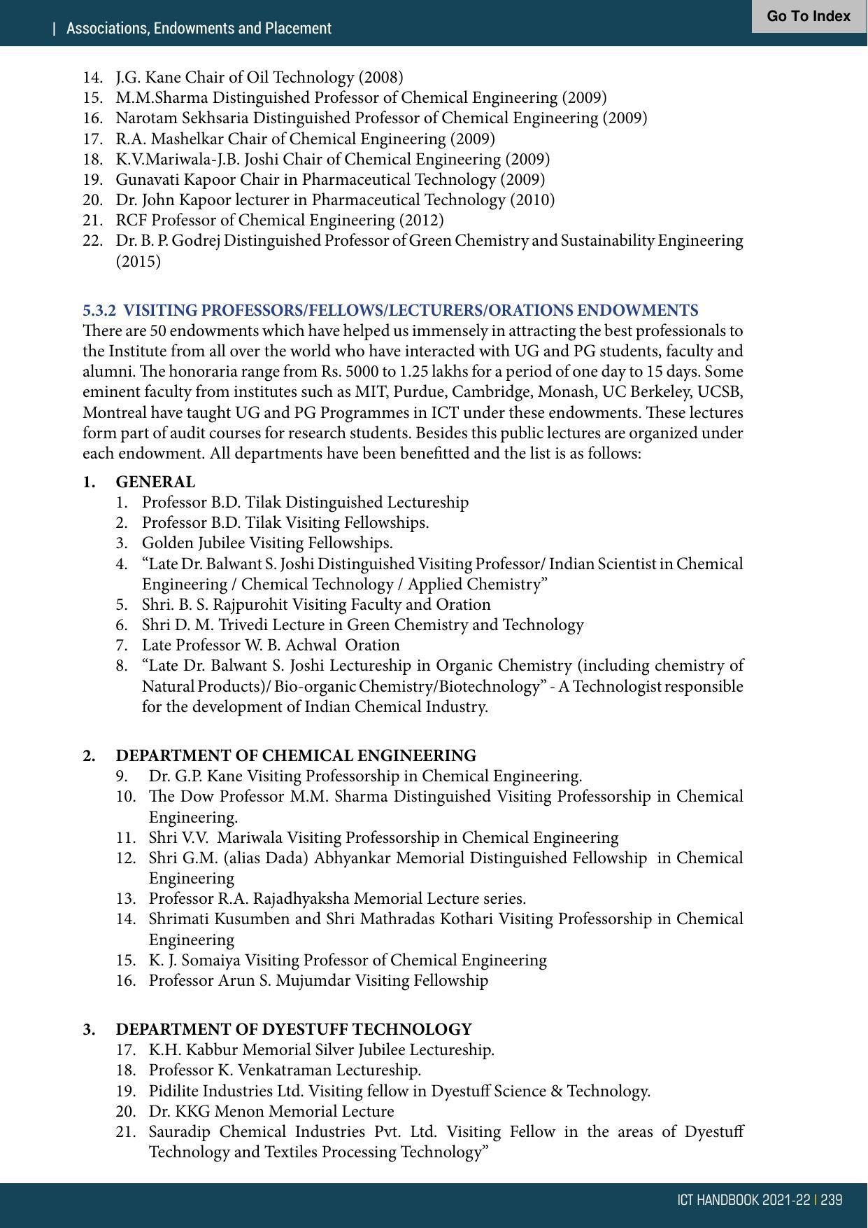 Institute of Chemical Technology (ICT), Mumbai Prospectus 2021-22 - Page 239