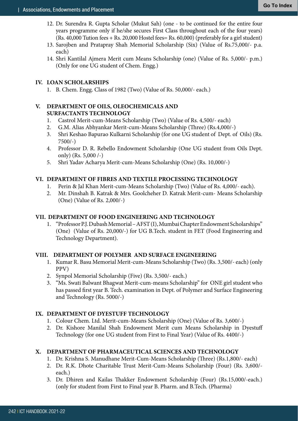 Institute of Chemical Technology (ICT), Mumbai Prospectus 2021-22 - Page 242