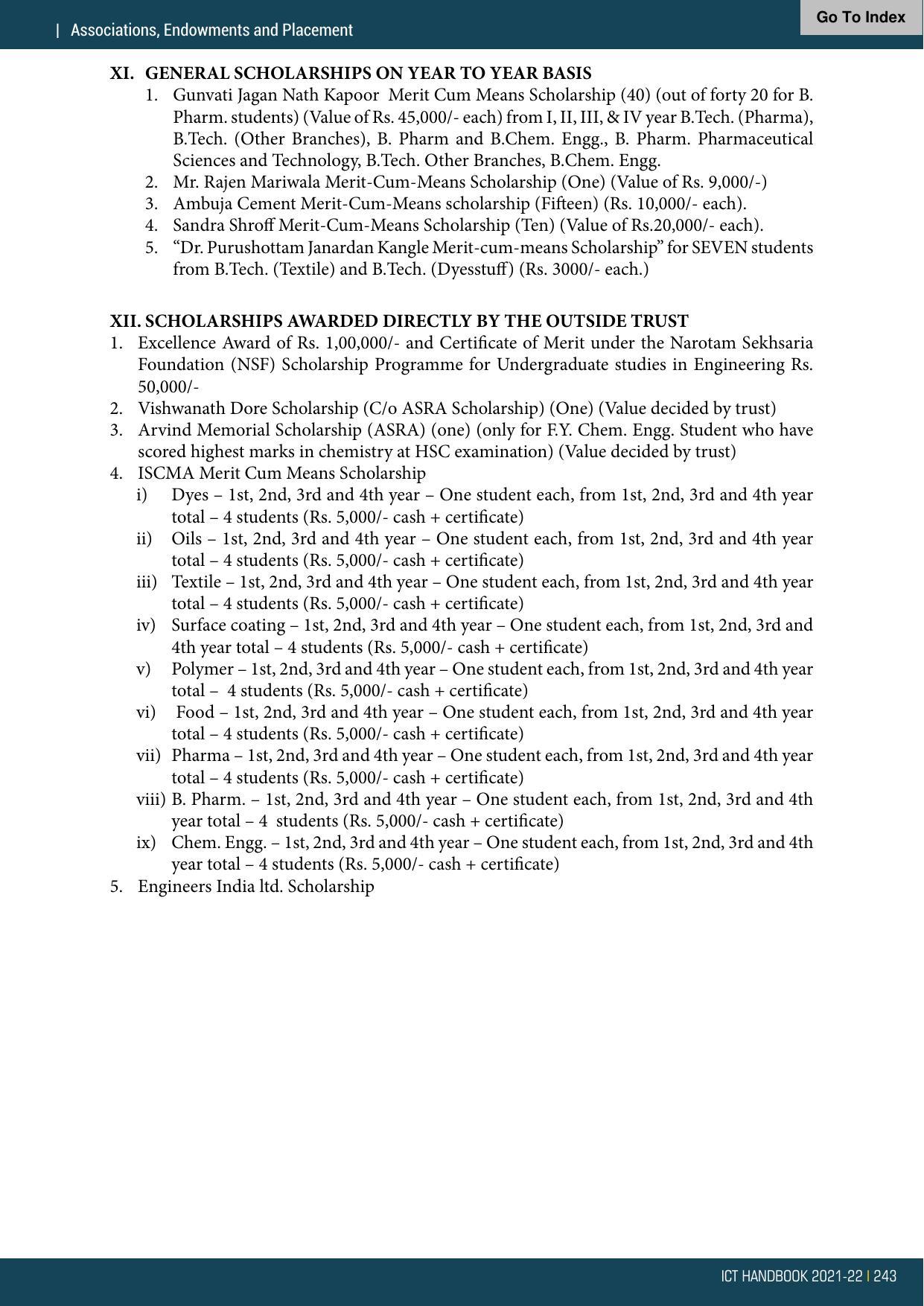Institute of Chemical Technology (ICT), Mumbai Prospectus 2021-22 - Page 243