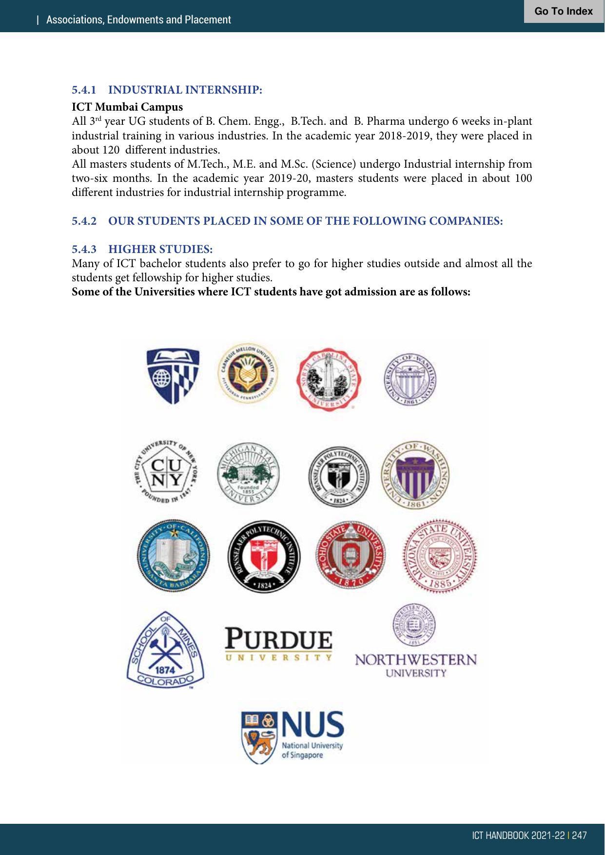 Institute of Chemical Technology (ICT), Mumbai Prospectus 2021-22 - Page 247