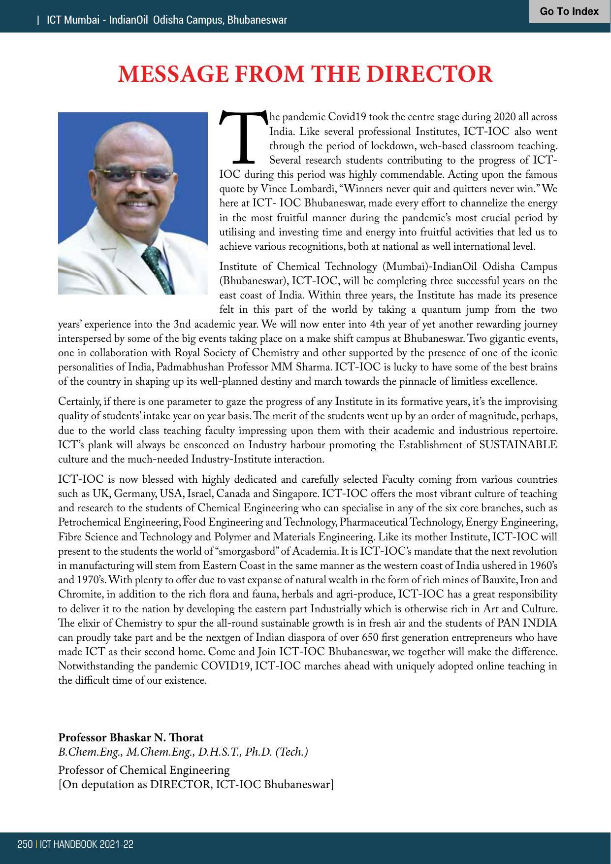 Institute of Chemical Technology (ICT), Mumbai Prospectus 2021-22 - Page 250