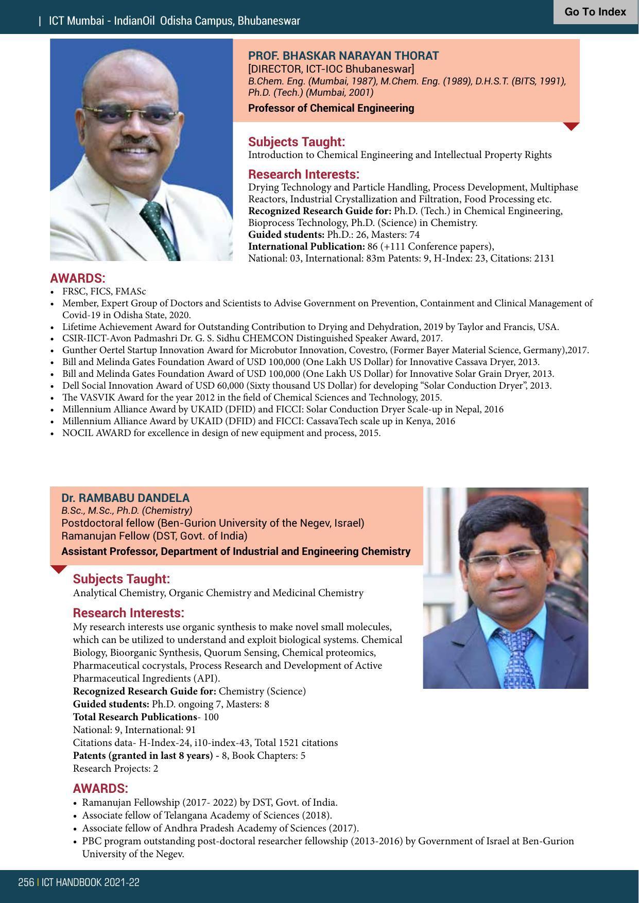 Institute of Chemical Technology (ICT), Mumbai Prospectus 2021-22 - Page 256