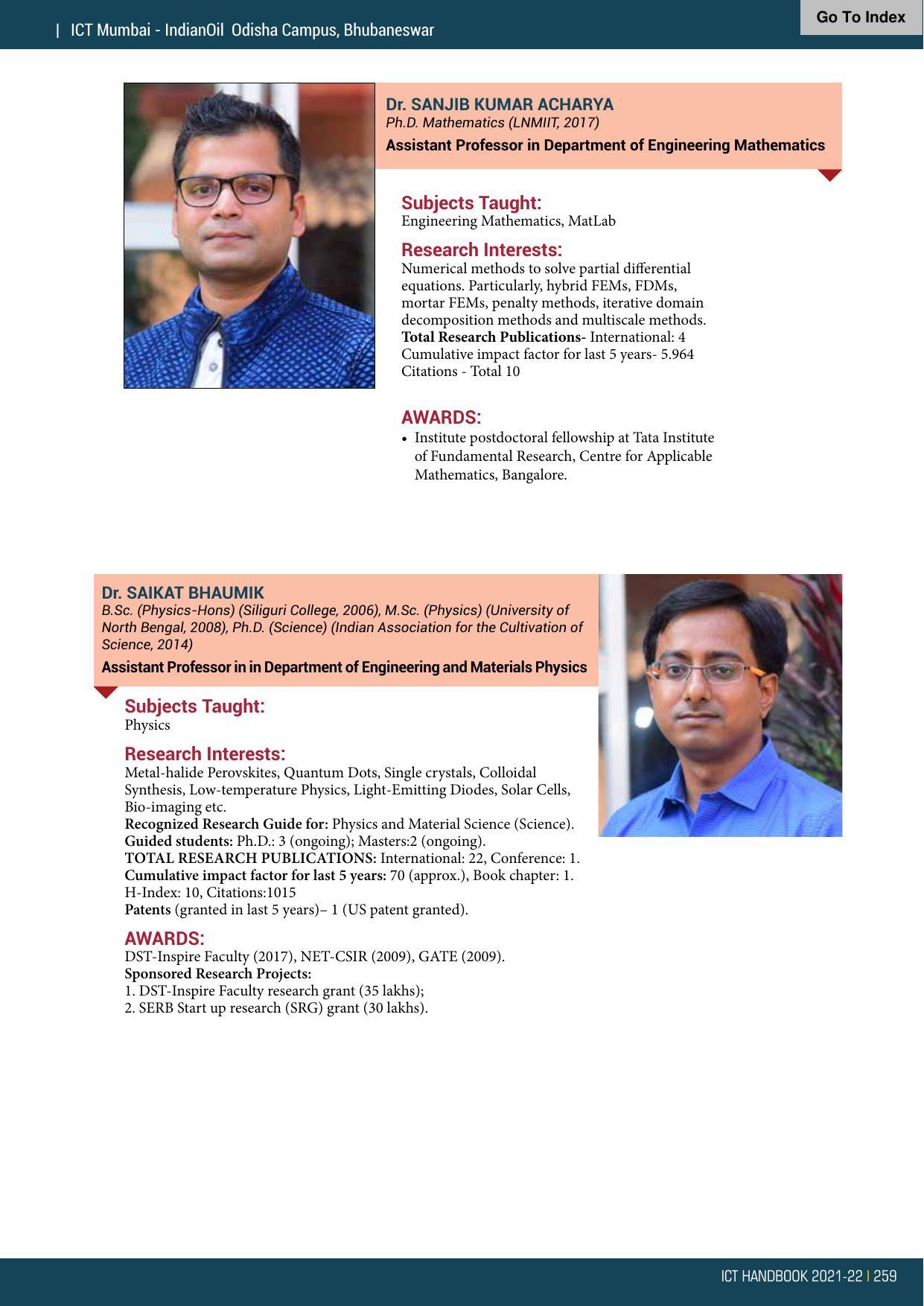 Institute of Chemical Technology (ICT), Mumbai Prospectus 2021-22 - Page 259