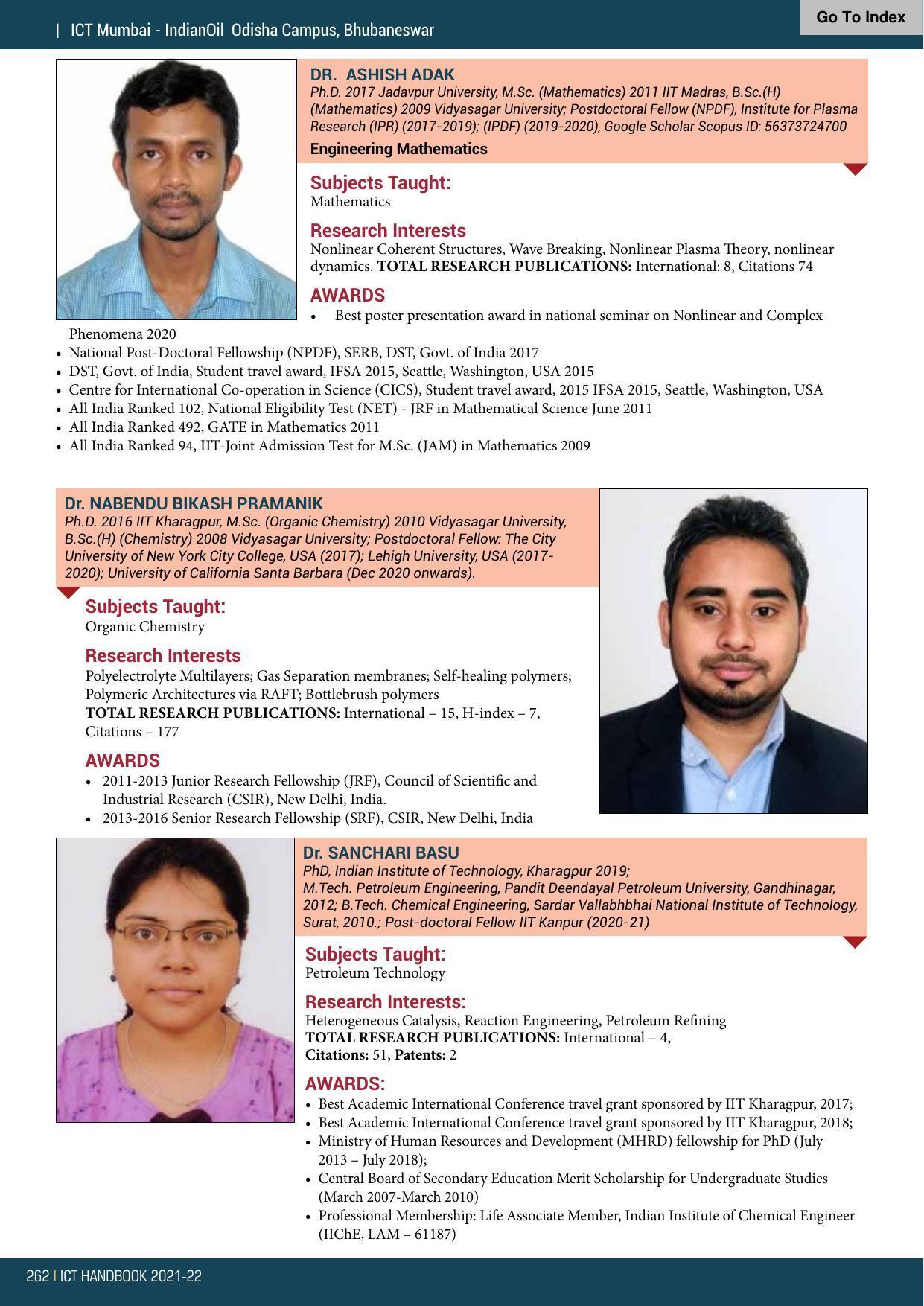 Institute of Chemical Technology (ICT), Mumbai Prospectus 2021-22 - Page 262