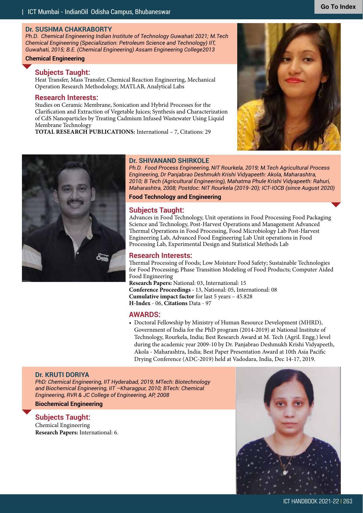 Institute of Chemical Technology (ICT), Mumbai Prospectus 2021-22 - Page 263