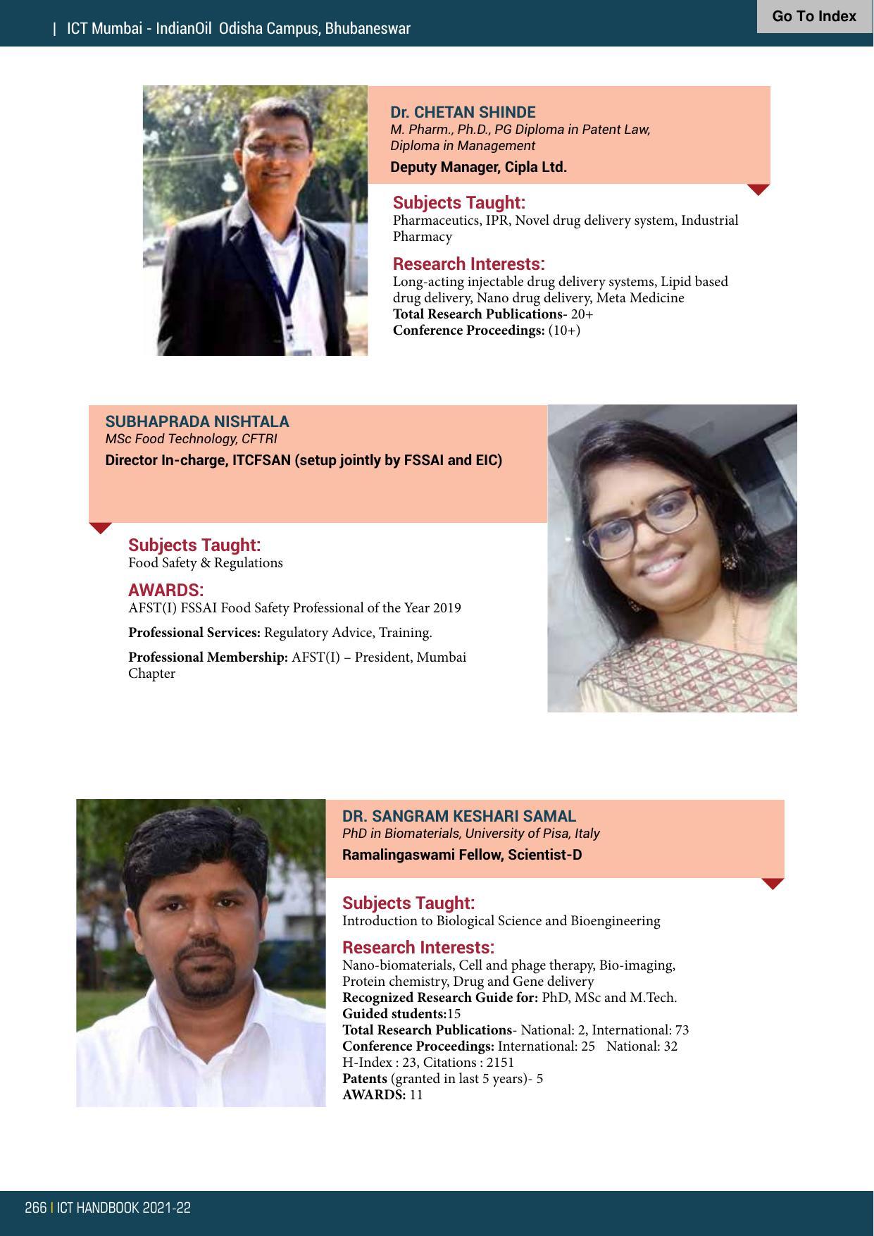 Institute of Chemical Technology (ICT), Mumbai Prospectus 2021-22 - Page 266