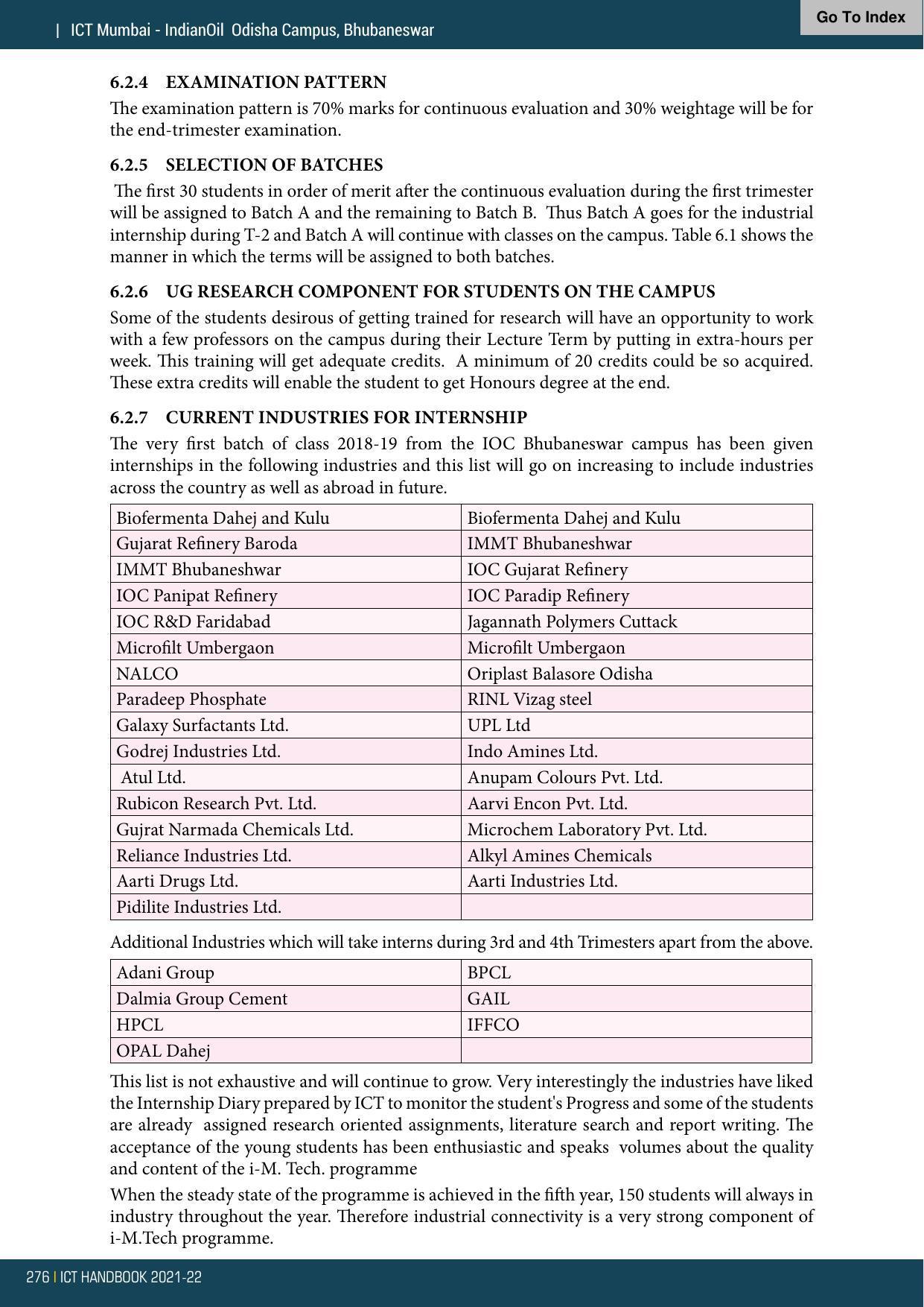Institute of Chemical Technology (ICT), Mumbai Prospectus 2021-22 - Page 276