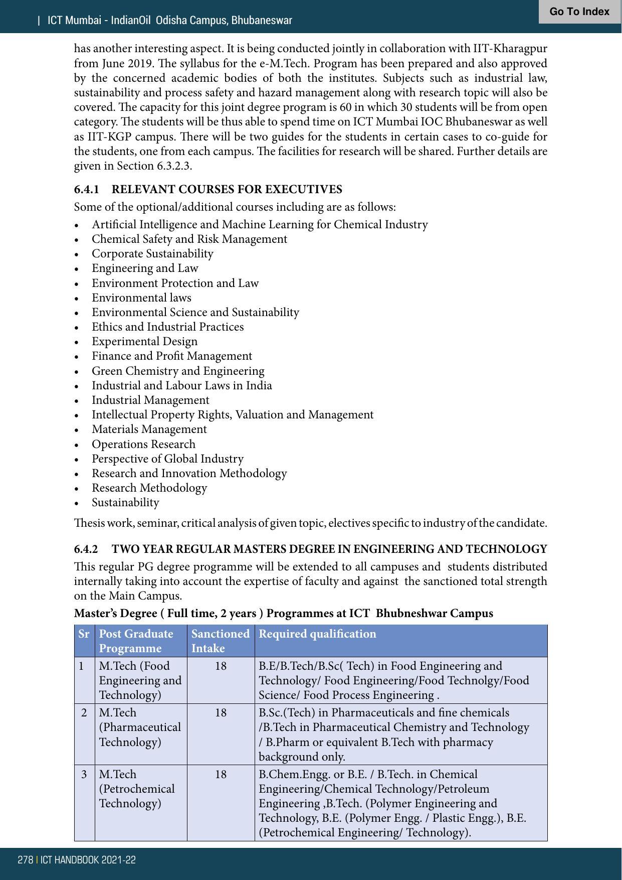 Institute of Chemical Technology (ICT), Mumbai Prospectus 2021-22 - Page 278