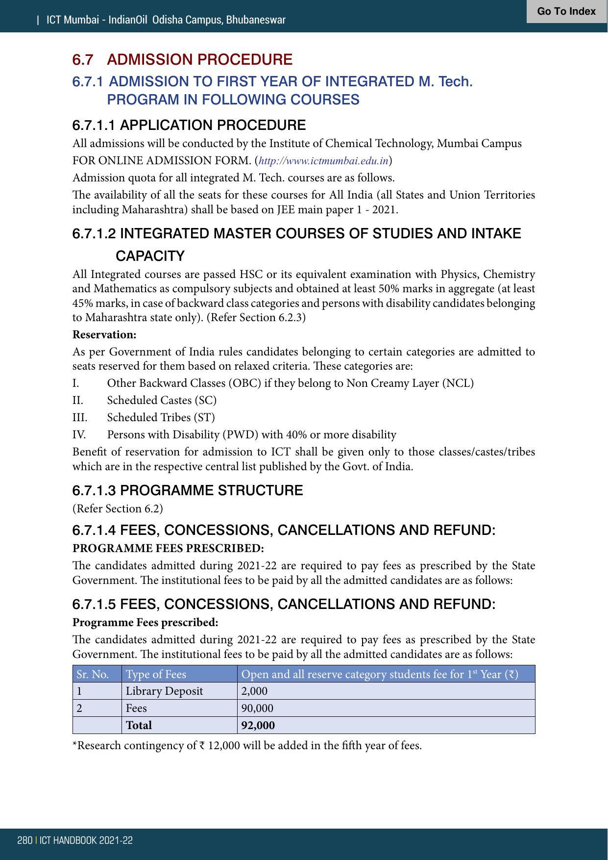 Institute of Chemical Technology (ICT), Mumbai Prospectus 2021-22 - Page 280