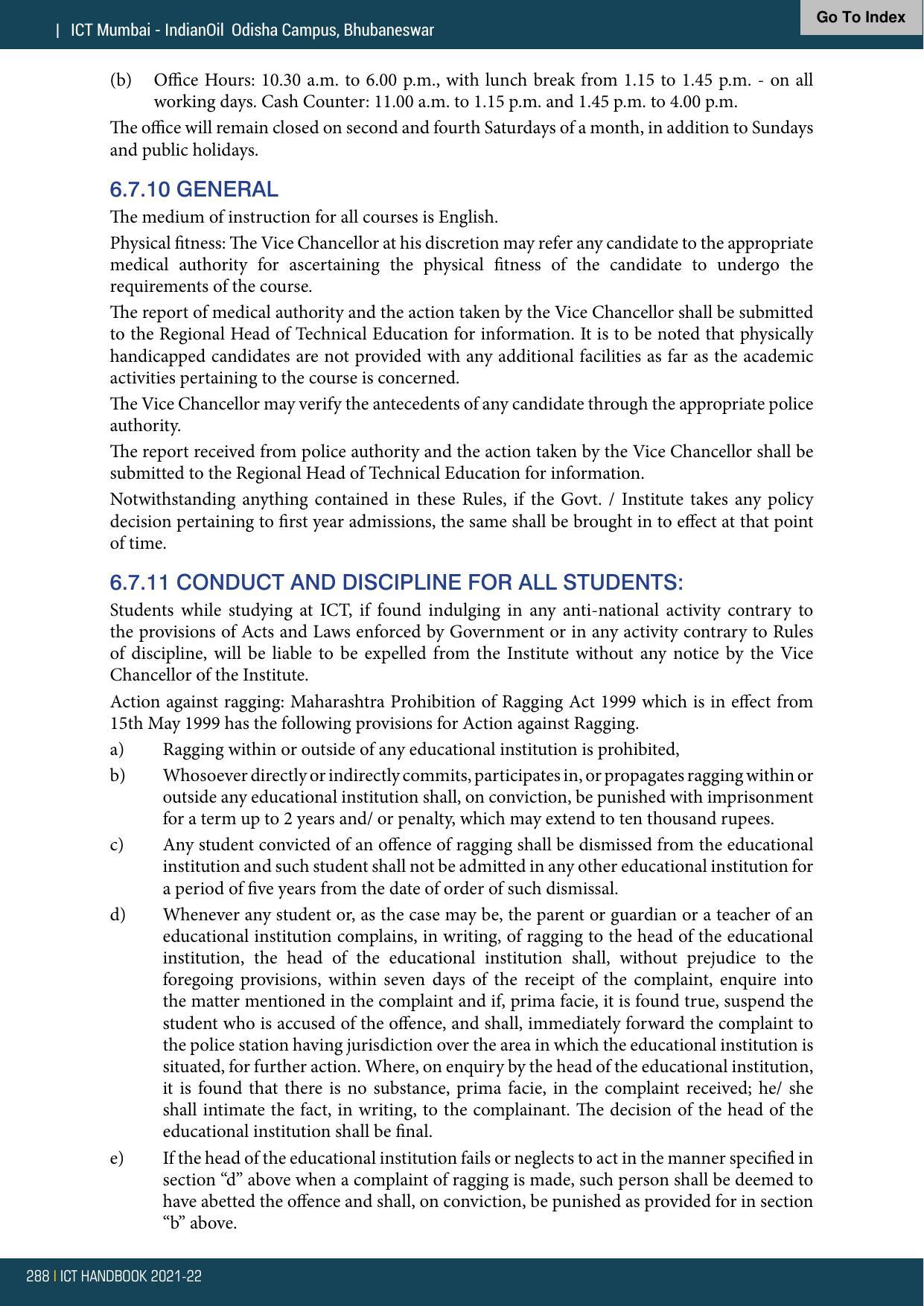 Institute of Chemical Technology (ICT), Mumbai Prospectus 2021-22 - Page 288