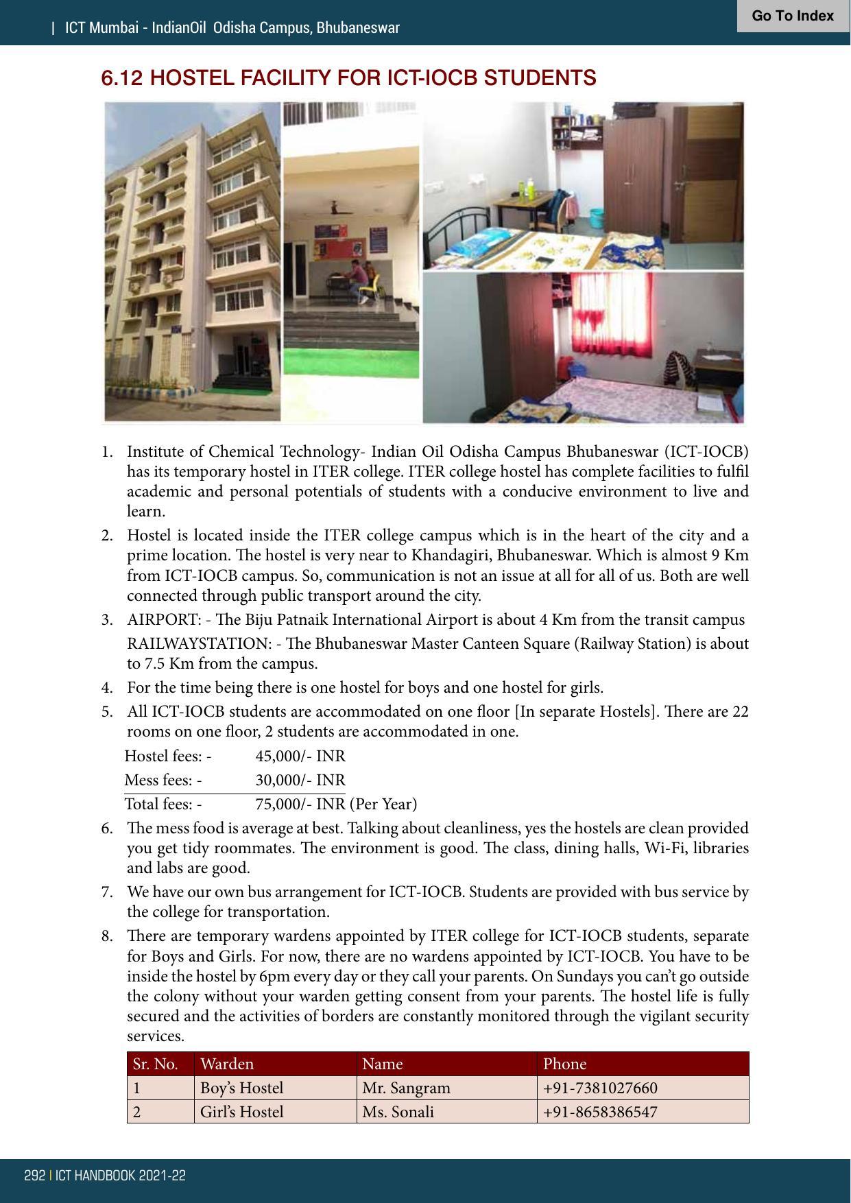 Institute of Chemical Technology (ICT), Mumbai Prospectus 2021-22 - Page 292