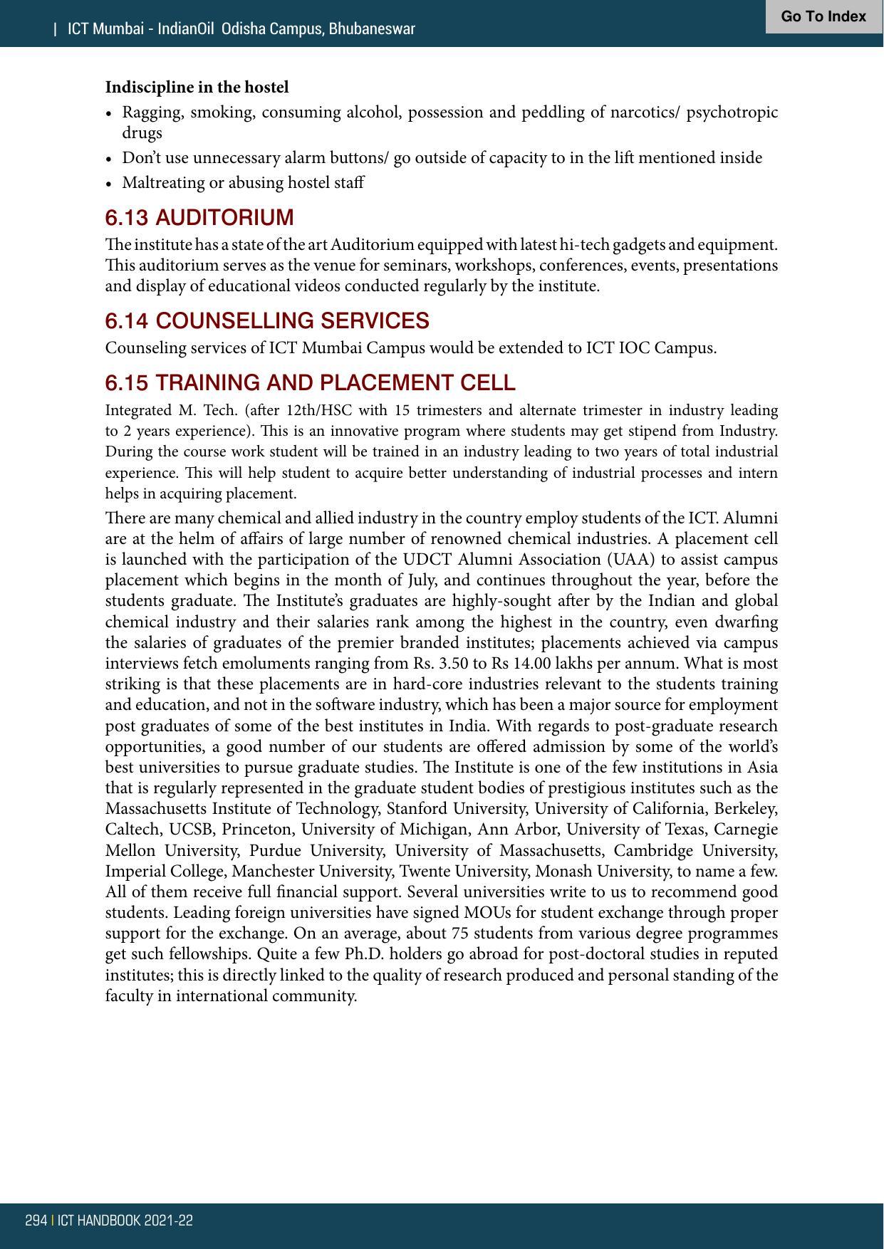 Institute of Chemical Technology (ICT), Mumbai Prospectus 2021-22 - Page 294