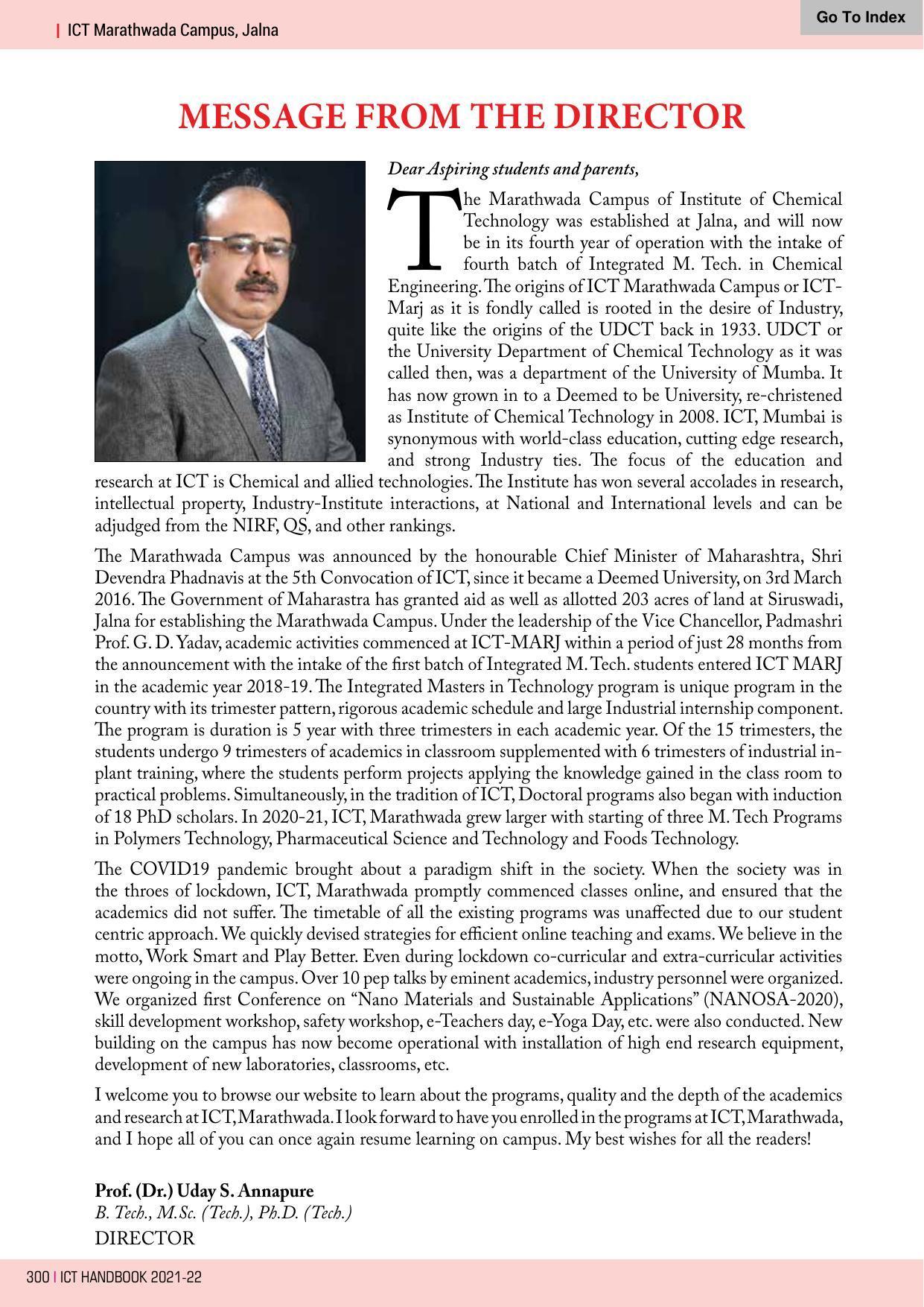 Institute of Chemical Technology (ICT), Mumbai Prospectus 2021-22 - Page 300