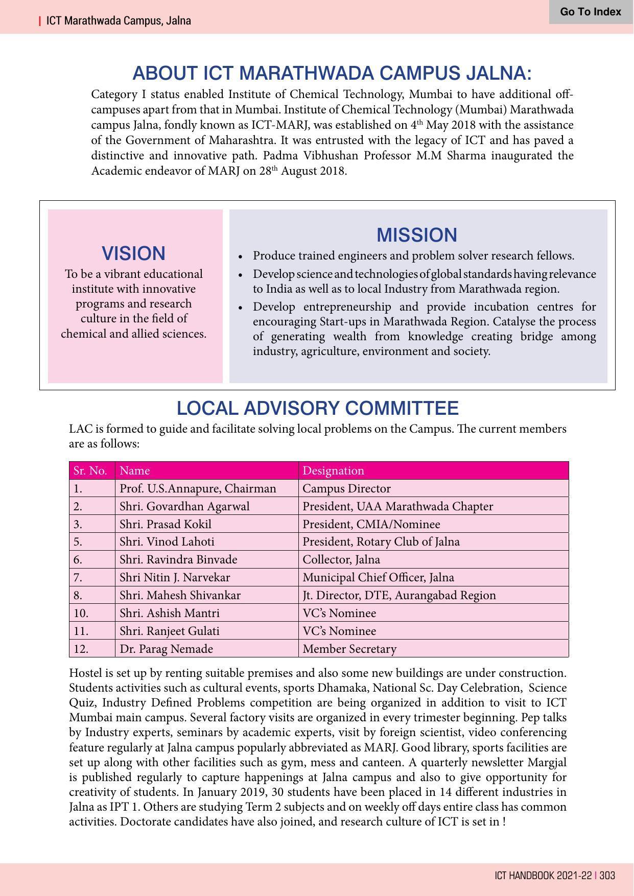 Institute of Chemical Technology (ICT), Mumbai Prospectus 2021-22 - Page 303