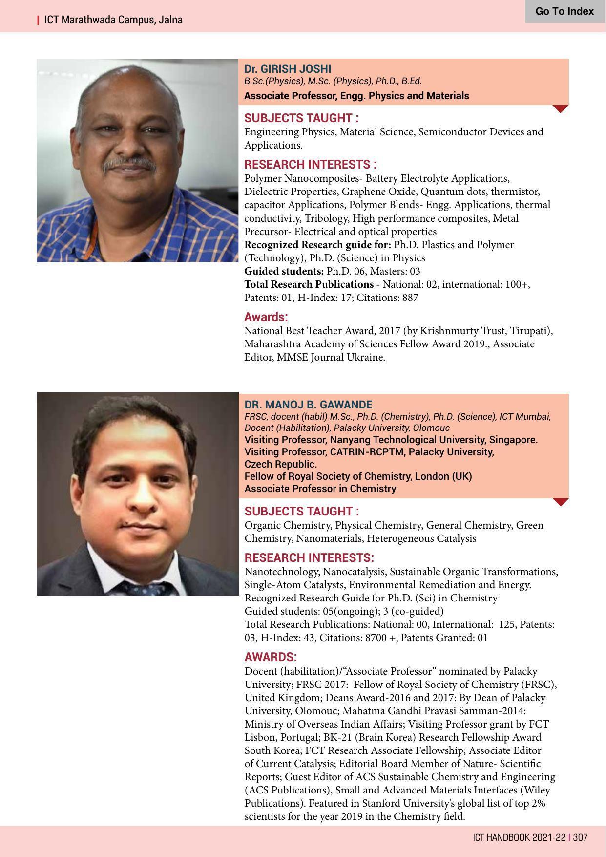 Institute of Chemical Technology (ICT), Mumbai Prospectus 2021-22 - Page 307