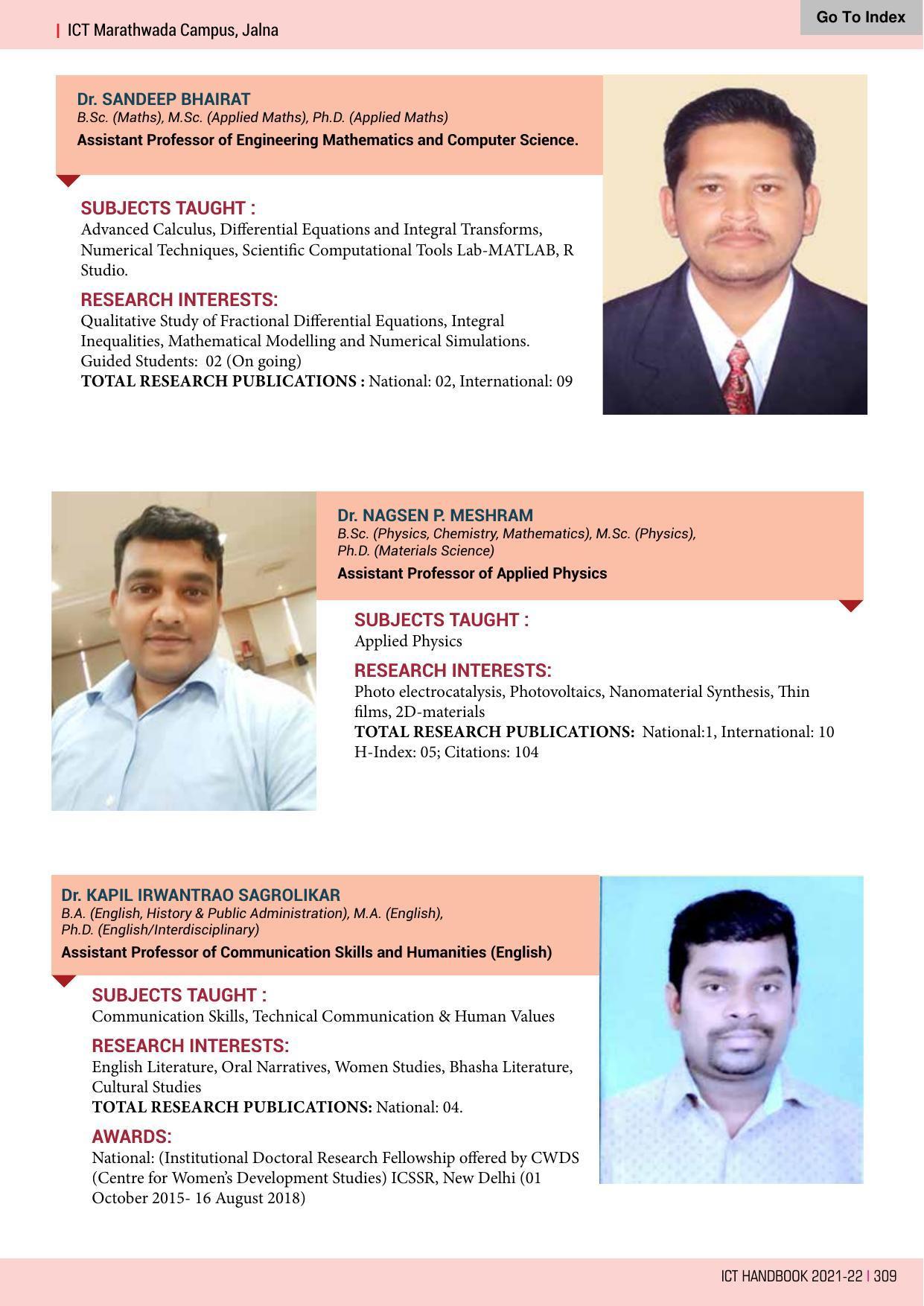 Institute of Chemical Technology (ICT), Mumbai Prospectus 2021-22 - Page 309