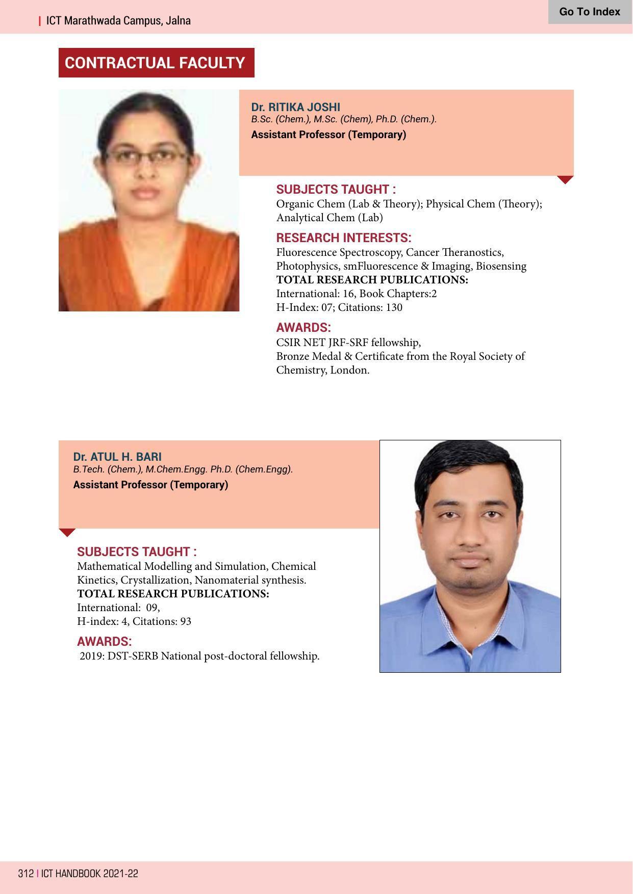 Institute of Chemical Technology (ICT), Mumbai Prospectus 2021-22 - Page 312