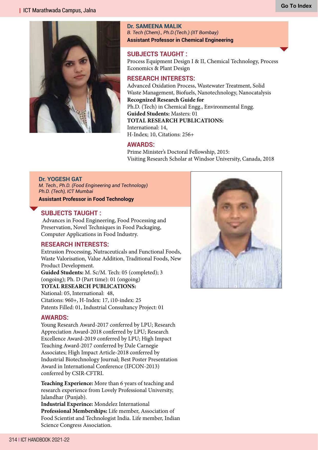 Institute of Chemical Technology (ICT), Mumbai Prospectus 2021-22 - Page 314