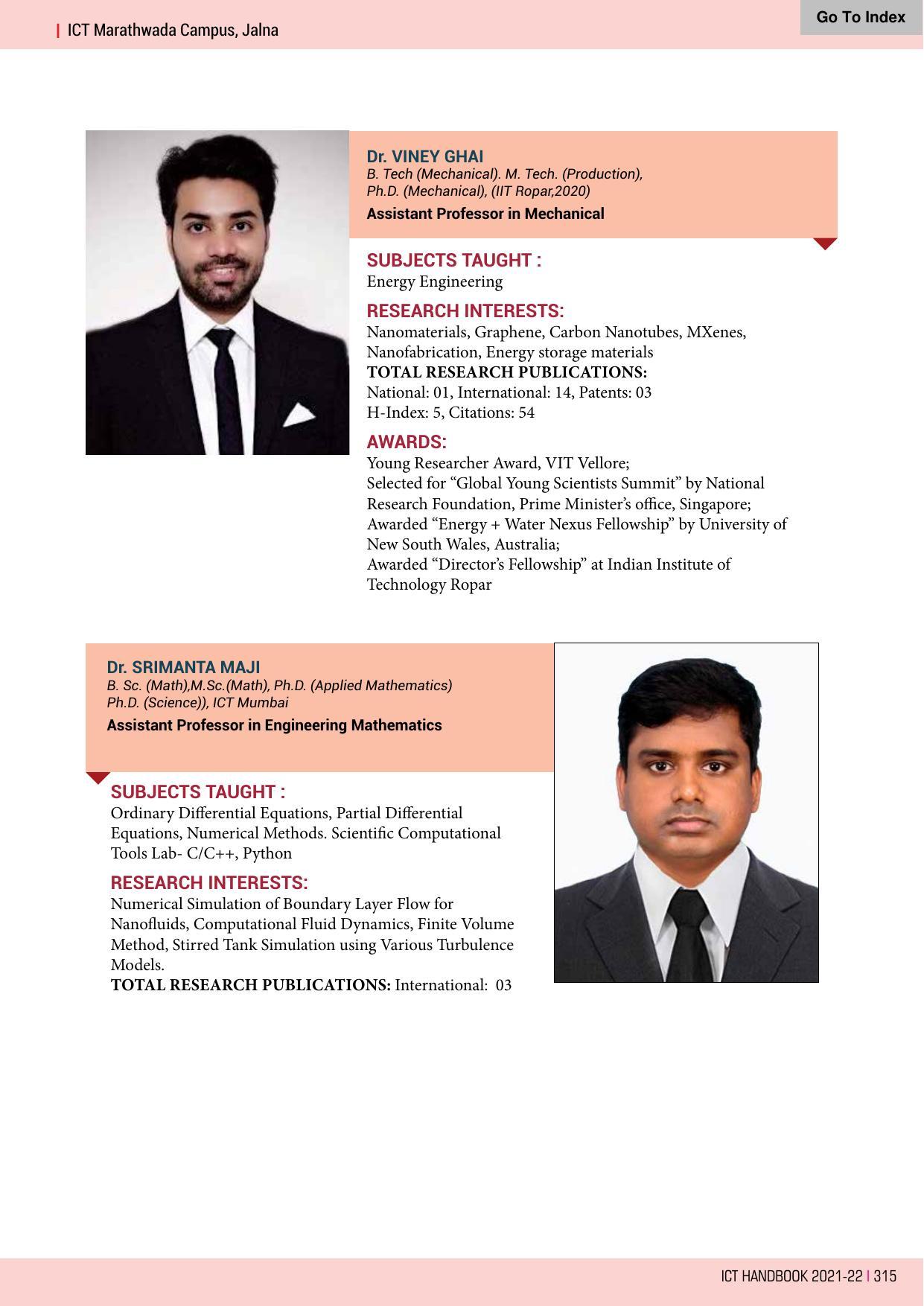 Institute of Chemical Technology (ICT), Mumbai Prospectus 2021-22 - Page 315