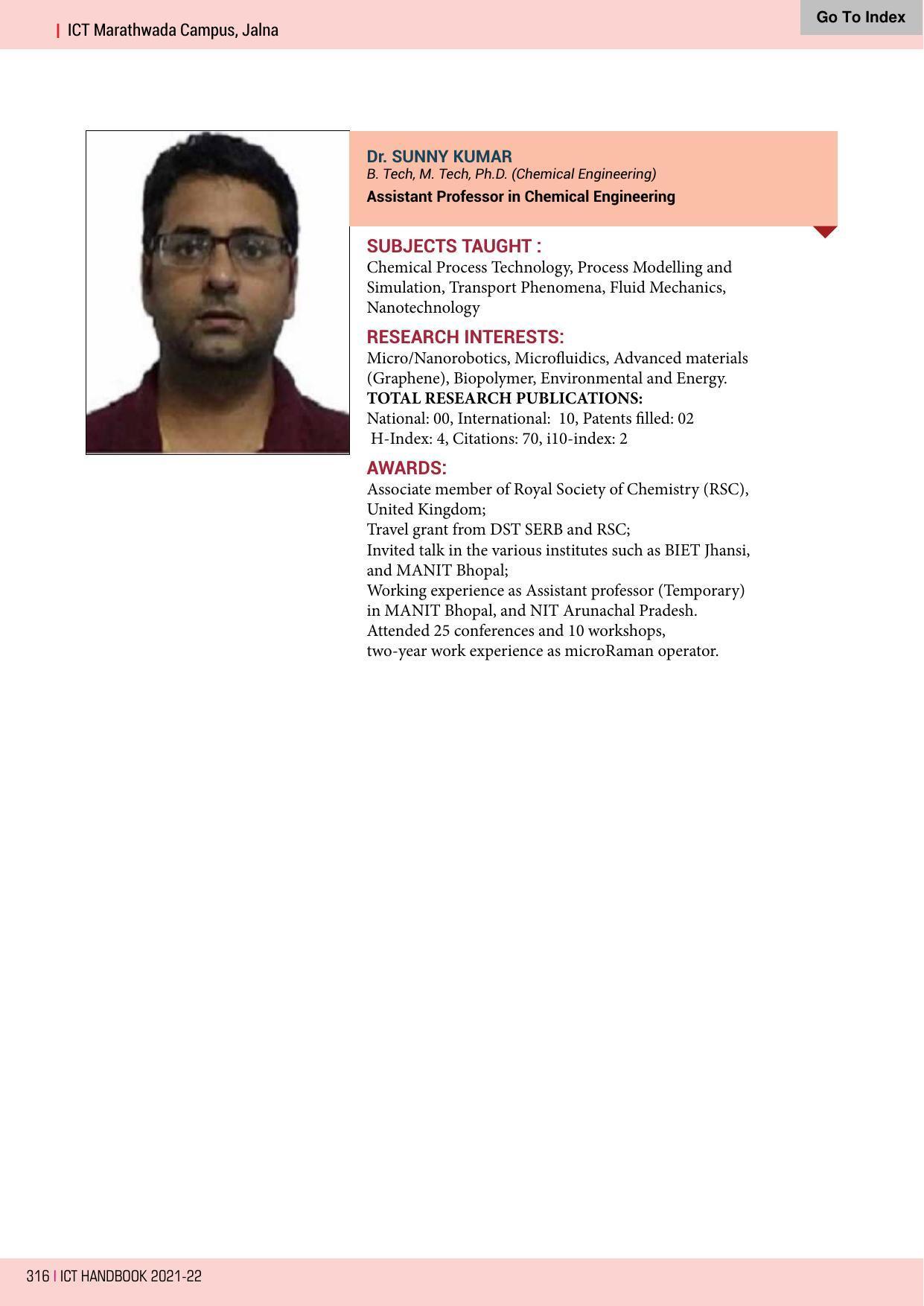 Institute of Chemical Technology (ICT), Mumbai Prospectus 2021-22 - Page 316