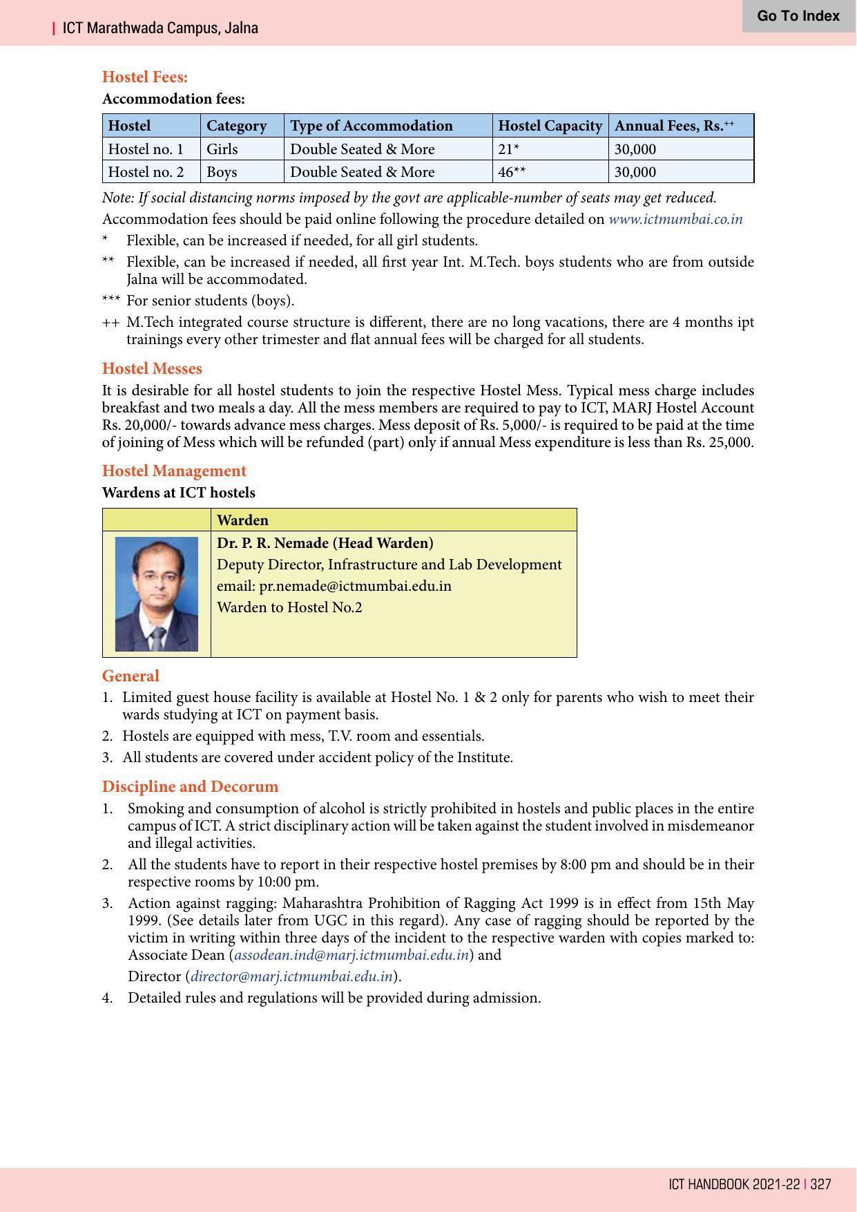 Institute of Chemical Technology (ICT), Mumbai Prospectus 2021-22 - Page 327