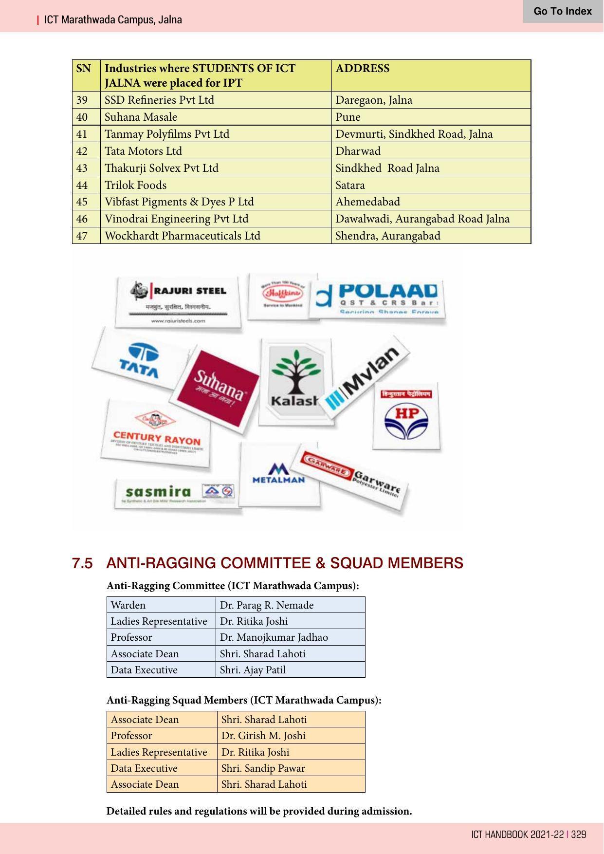 Institute of Chemical Technology (ICT), Mumbai Prospectus 2021-22 - Page 329
