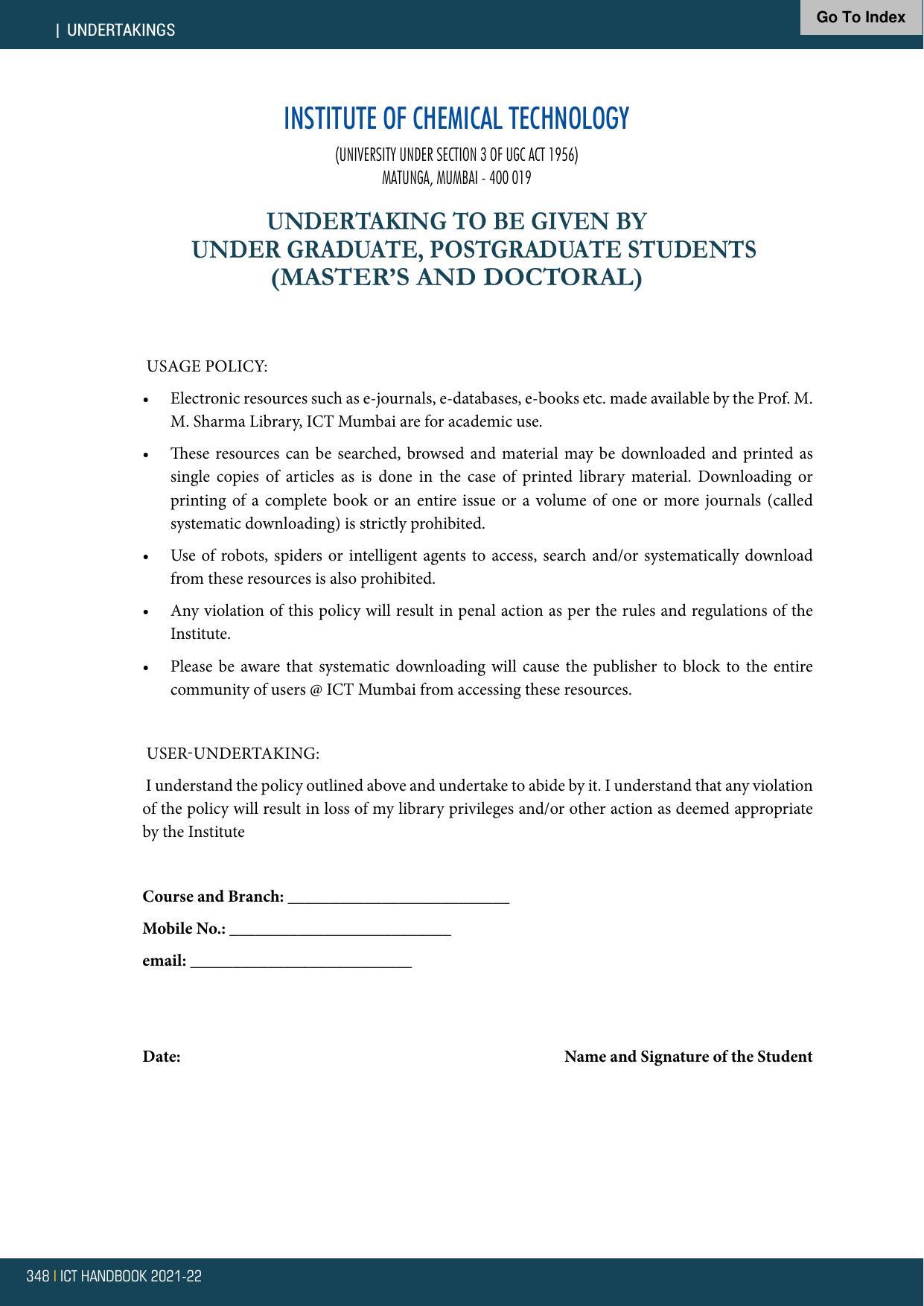 Institute of Chemical Technology (ICT), Mumbai Prospectus 2021-22 - Page 348
