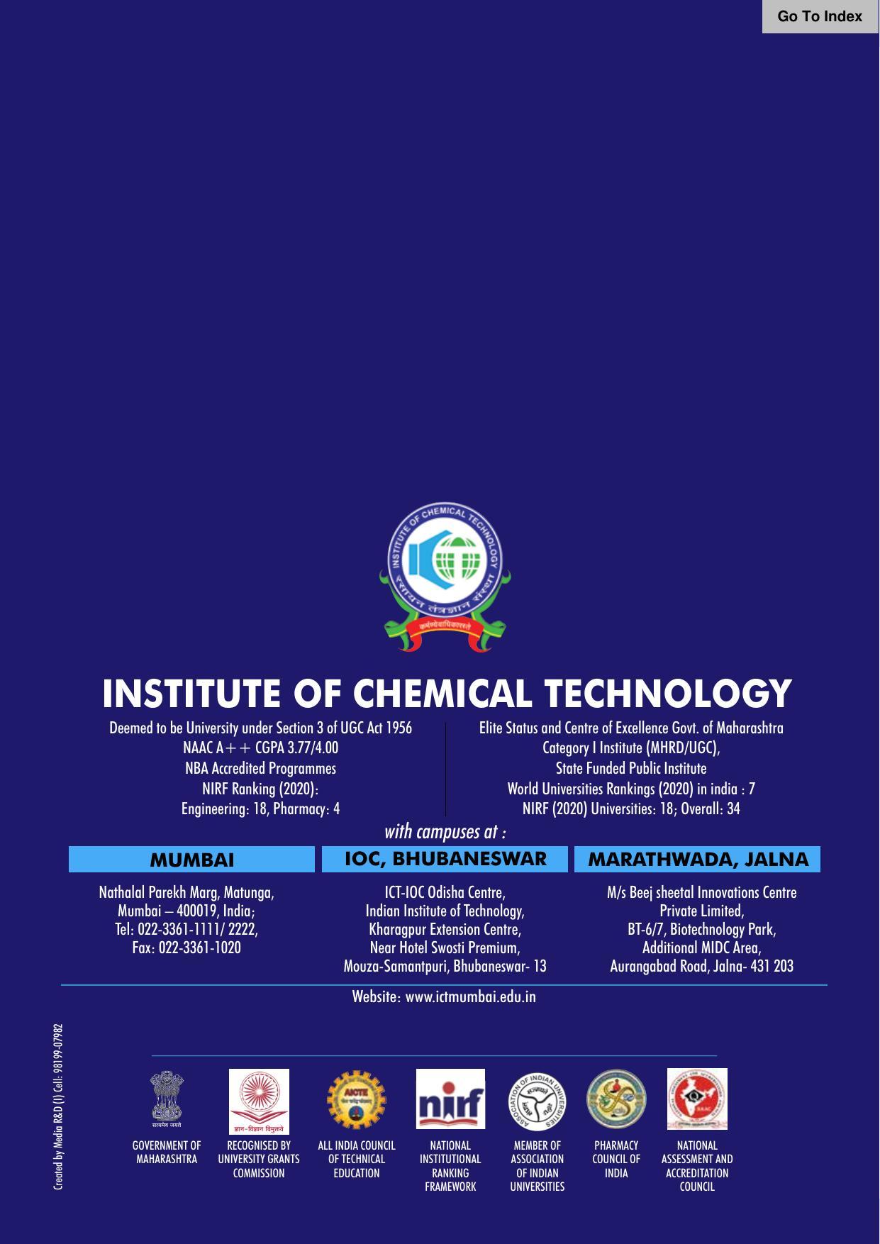 Institute of Chemical Technology (ICT), Mumbai Prospectus 2021-22 - Page 358