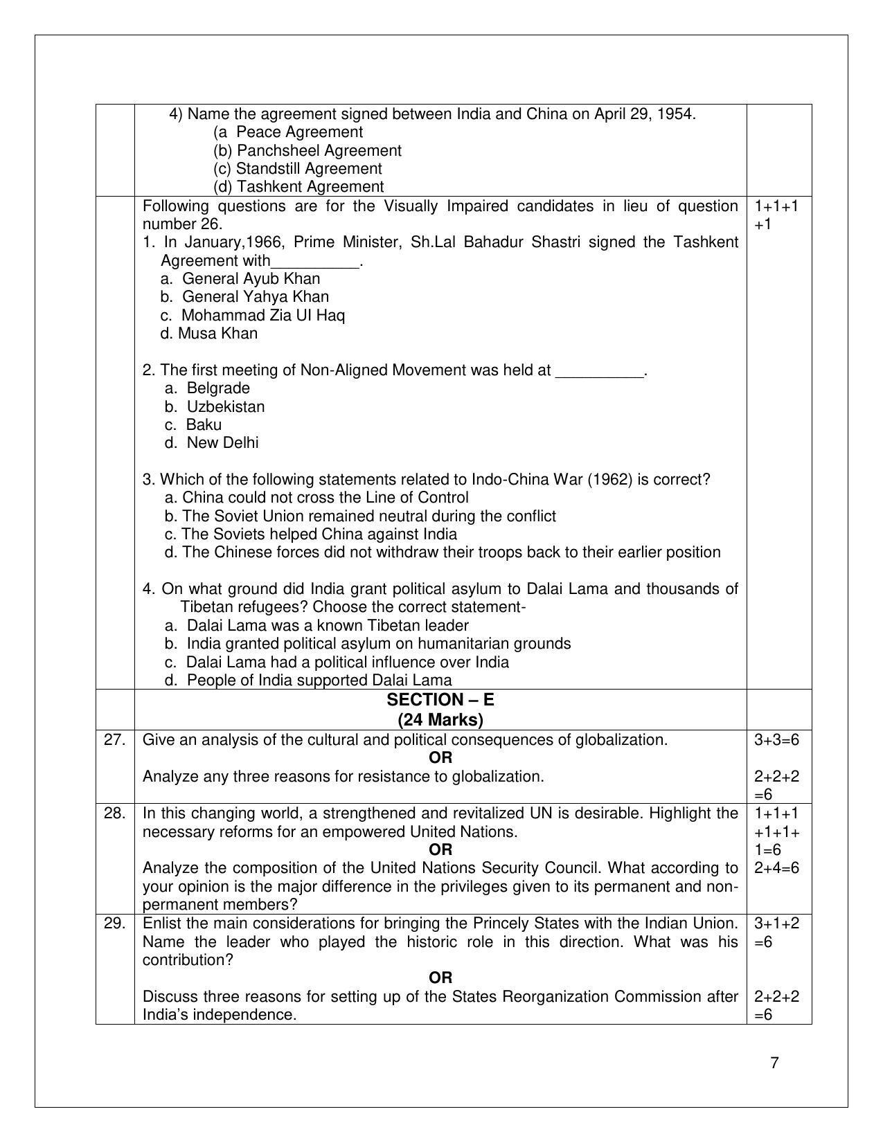 CBSE Class 12 Political Science Sample Paper 2023 - Page 7