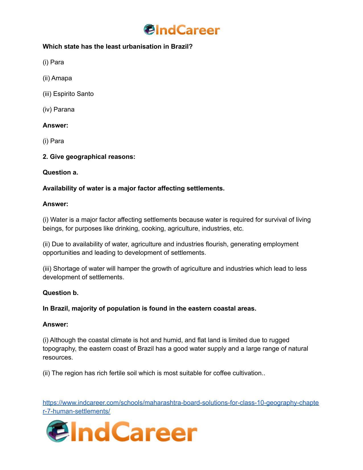Maharashtra Board Solutions for Class 10- Geography: Chapter 7- Human Settlements - Page 4