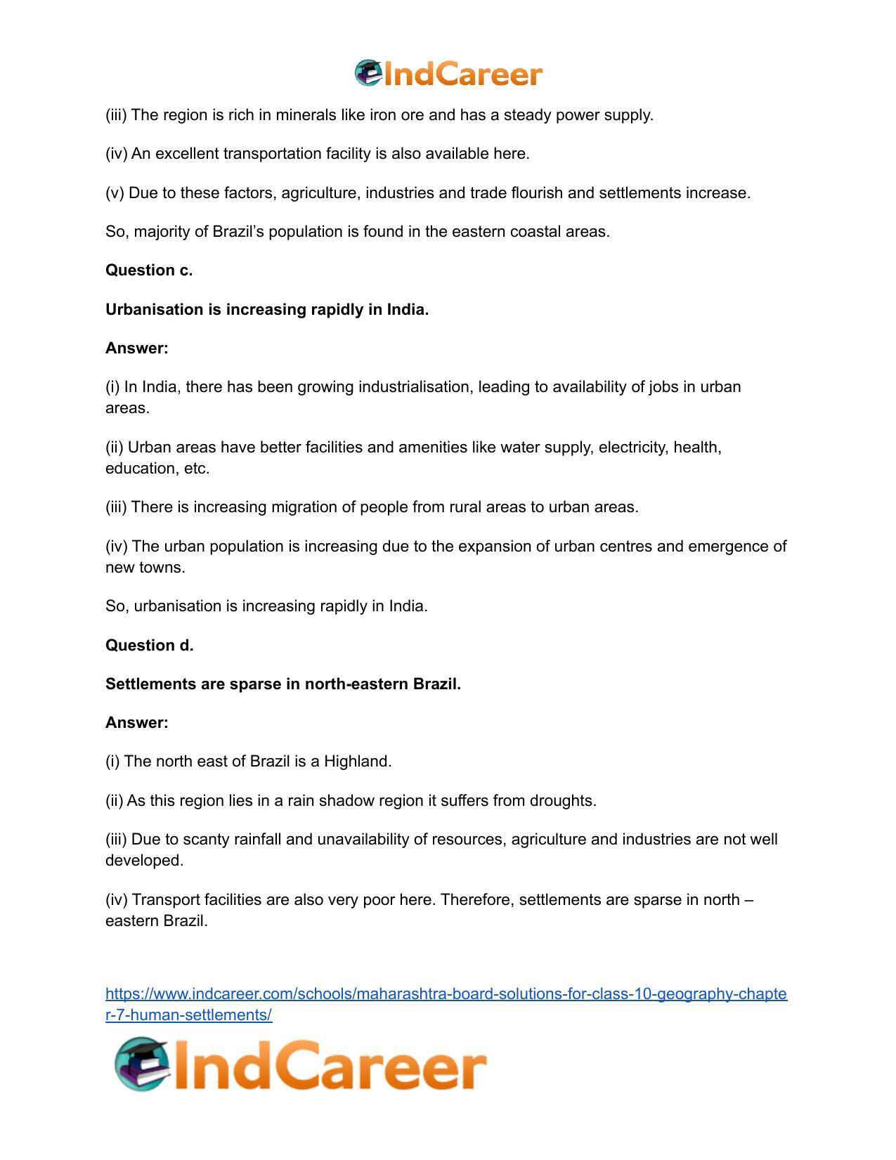 Maharashtra Board Solutions for Class 10- Geography: Chapter 7- Human Settlements - Page 5