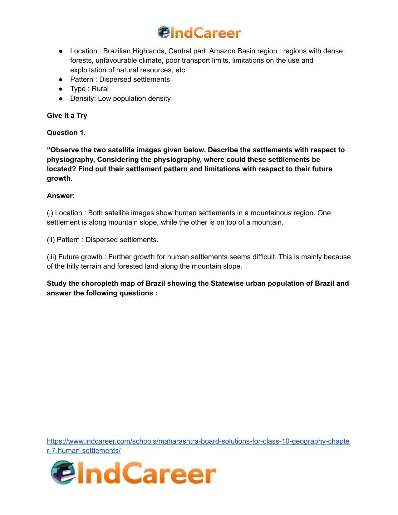 Maharashtra Board Solutions for Class 10- Geography: Chapter 7- Human Settlements - Page 22