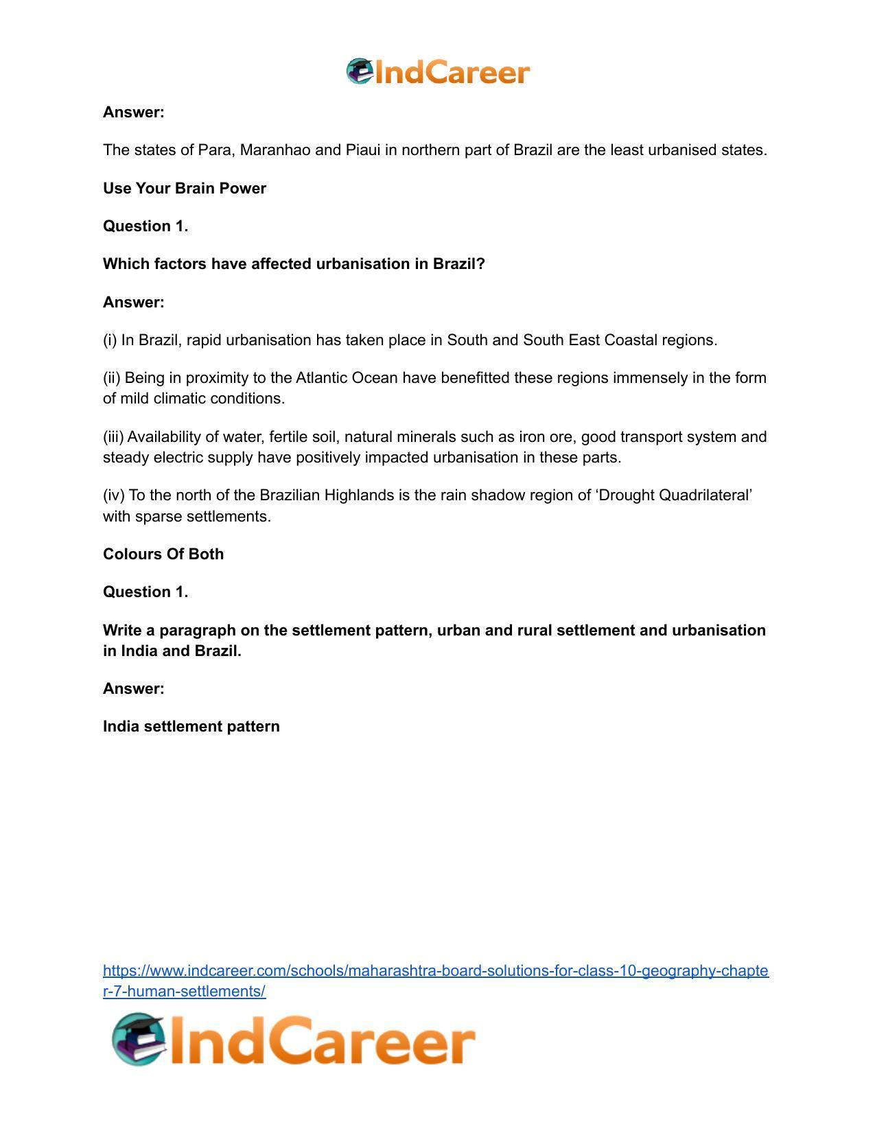 Maharashtra Board Solutions for Class 10- Geography: Chapter 7- Human Settlements - Page 24