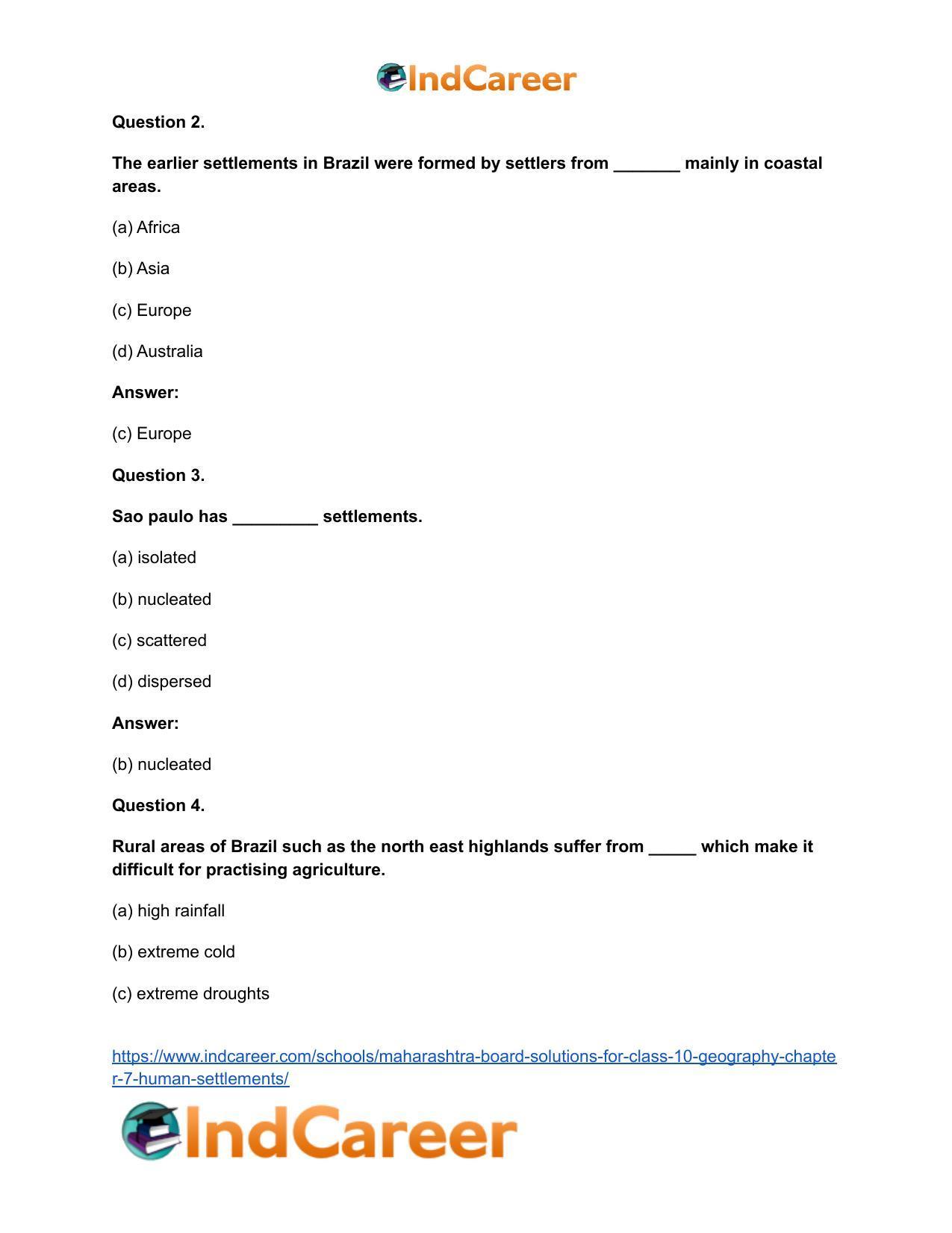 Maharashtra Board Solutions for Class 10- Geography: Chapter 7- Human Settlements - Page 28