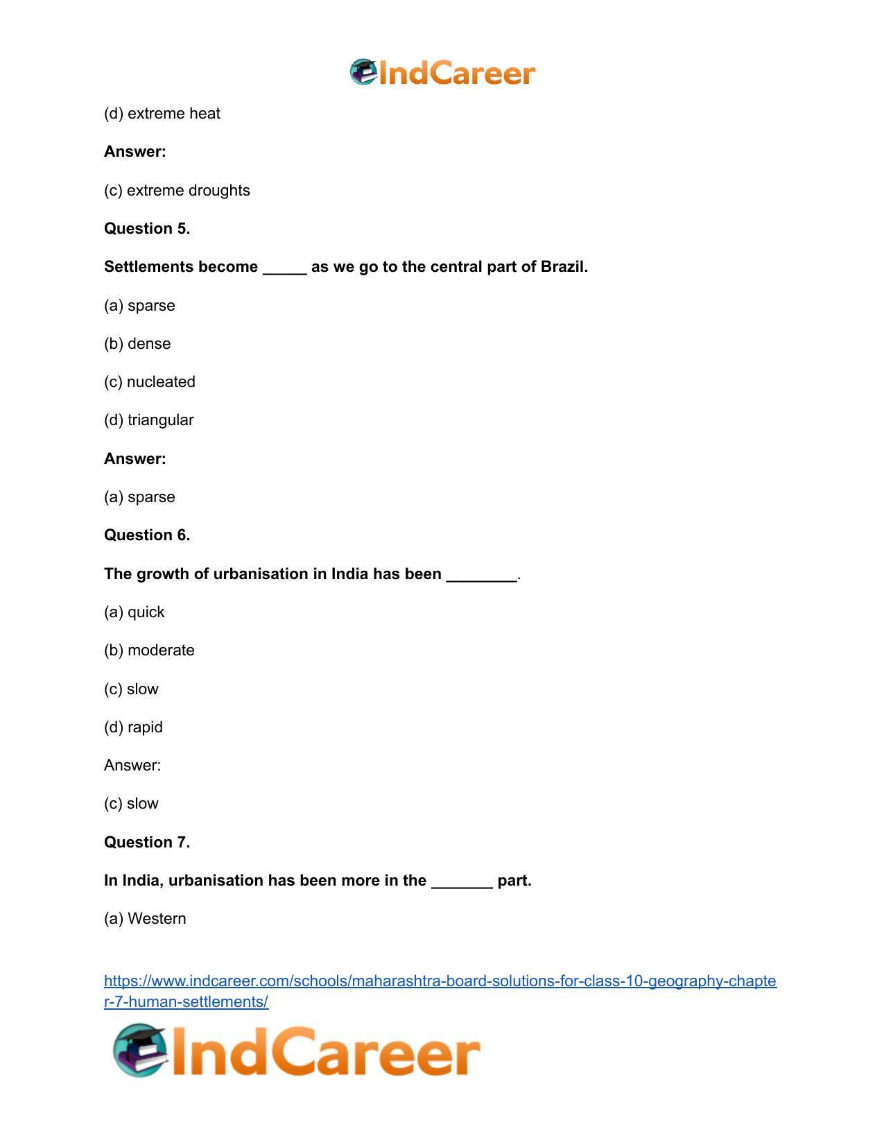 Maharashtra Board Solutions for Class 10- Geography: Chapter 7- Human Settlements - Page 29