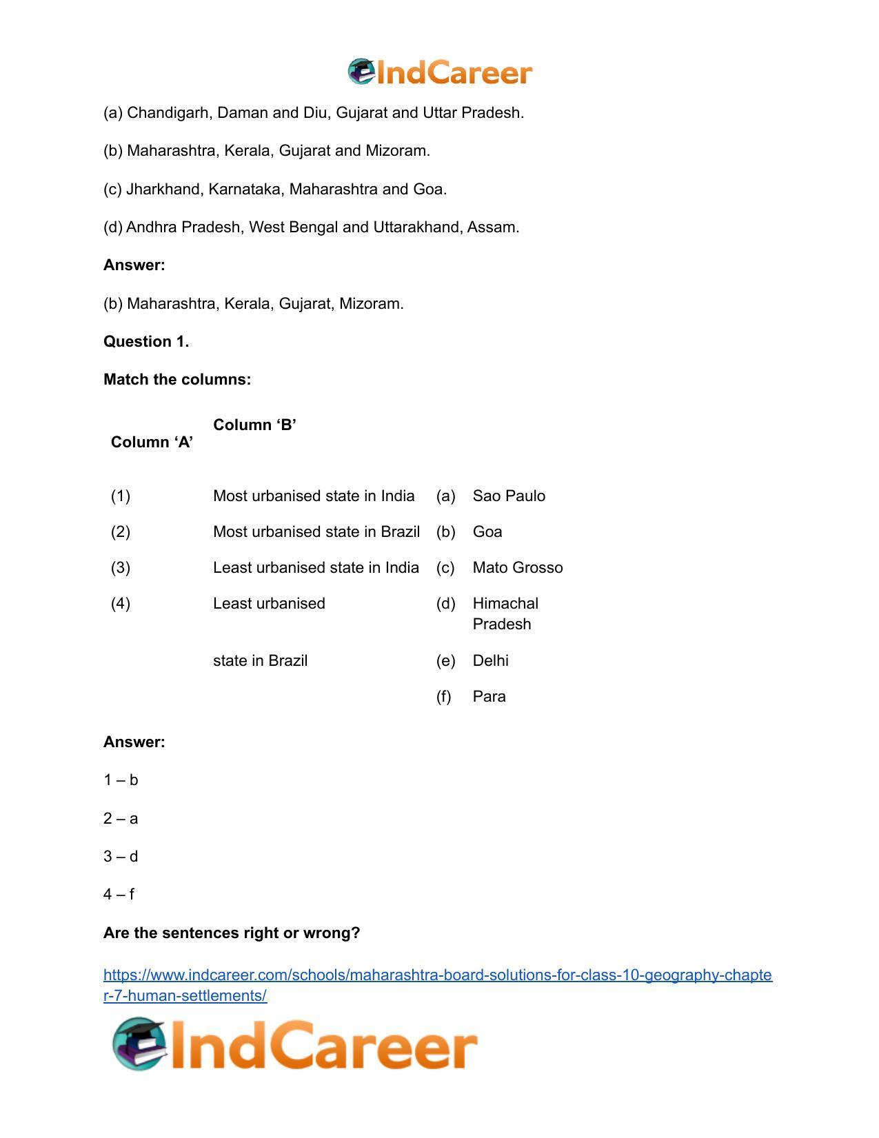 Maharashtra Board Solutions for Class 10- Geography: Chapter 7- Human Settlements - Page 34