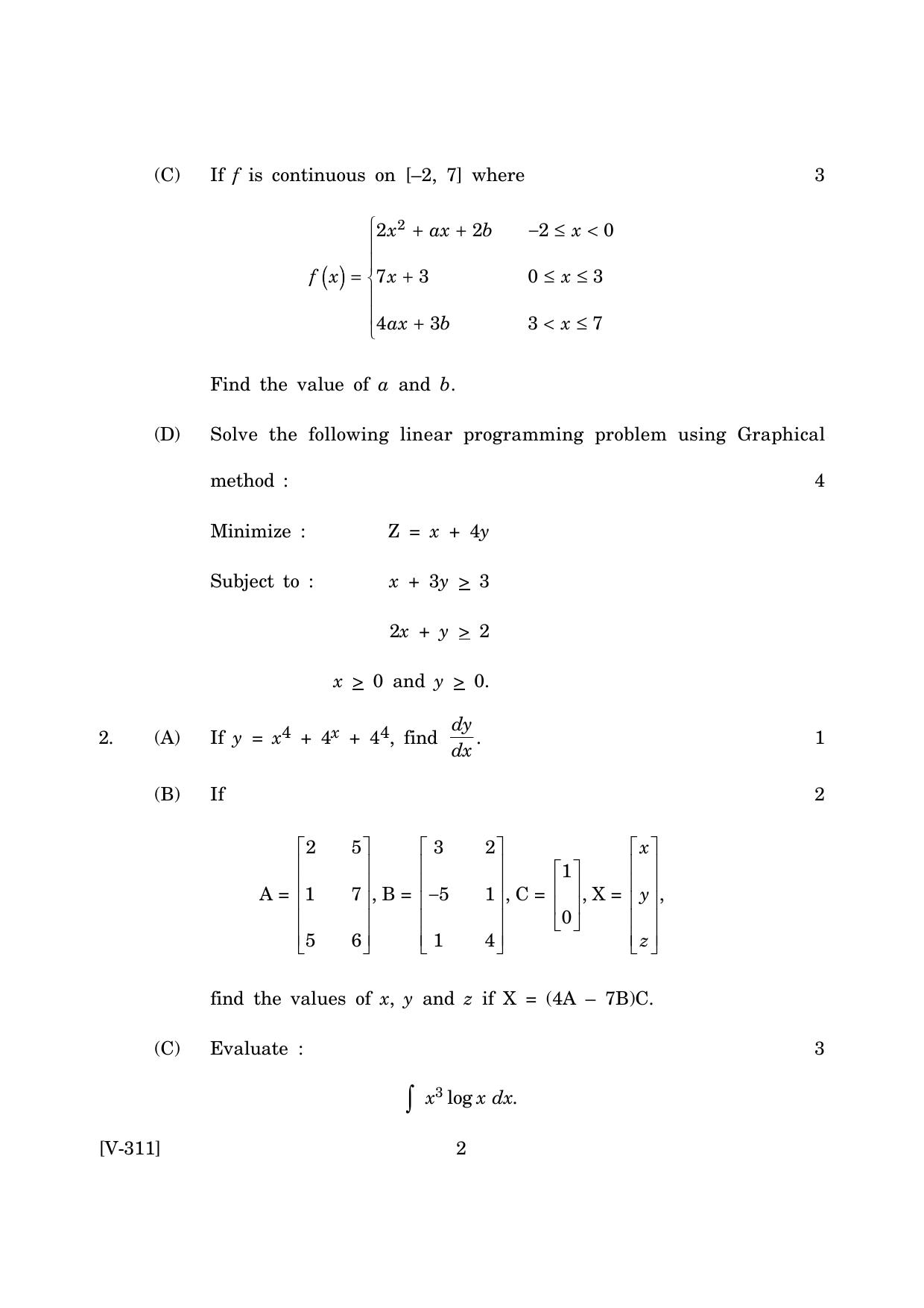 Goa Board Class 12 Mathematics (Voc) (March 2019) Question Paper - Page 2