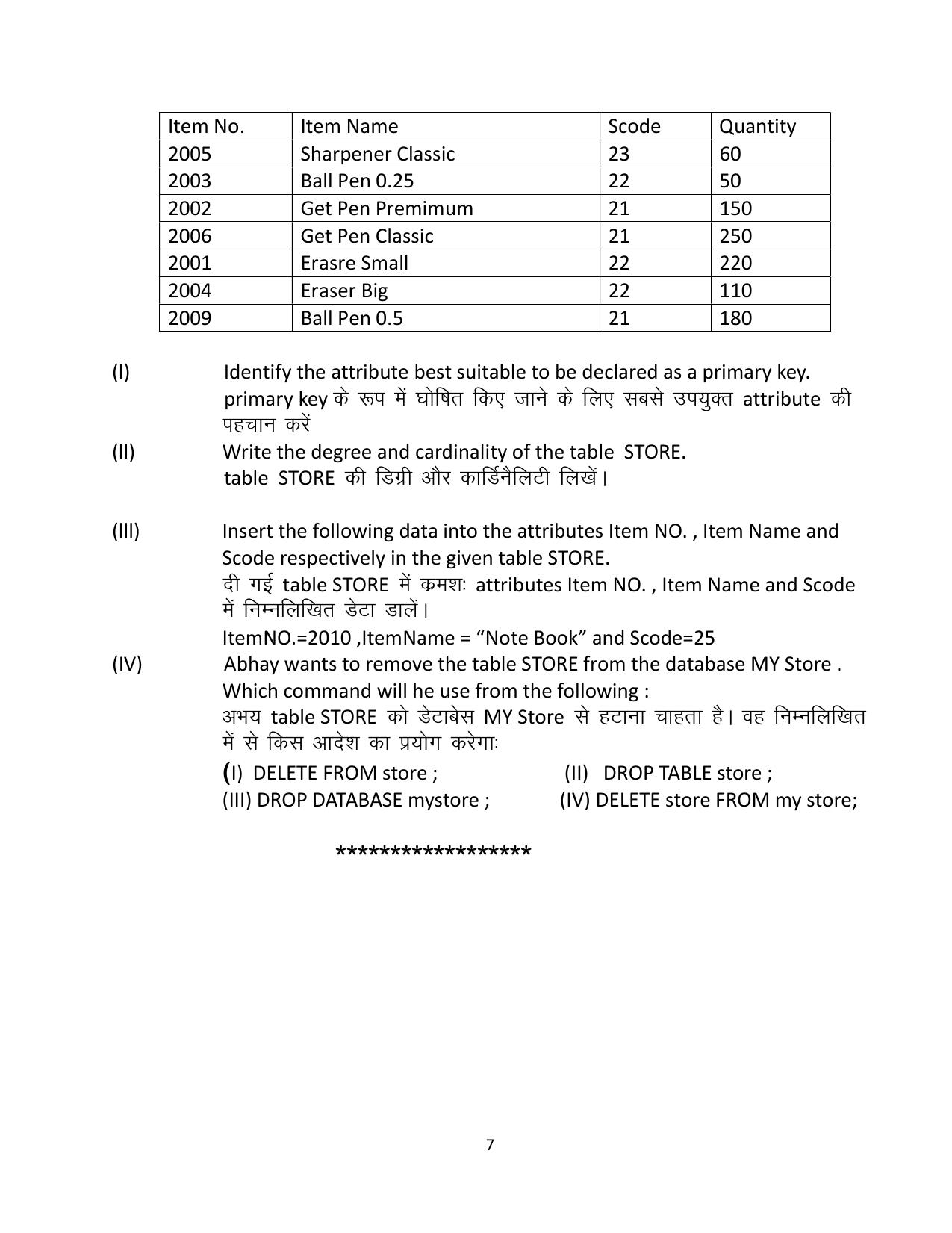 UBSE Class 12 Computer Science 2025 Model Paper - Page 7