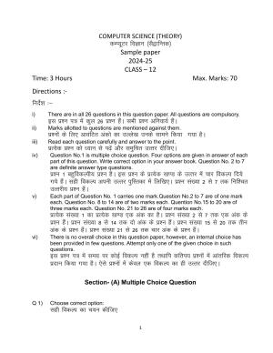 UBSE Class 12 Computer Science 2025 Model Paper