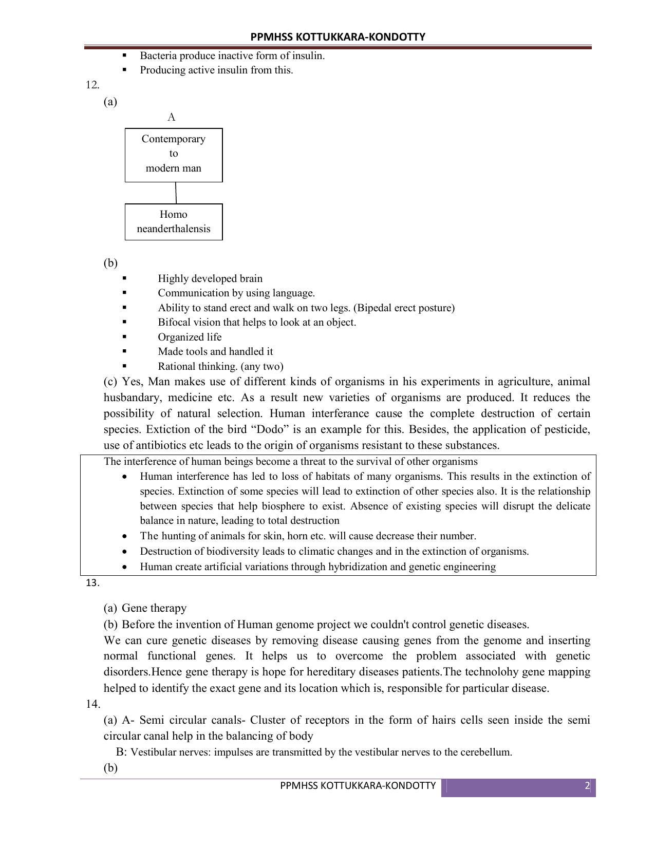 Kerala SSLC 2019  Biology Answer Key (EM) (Model) - Page 2