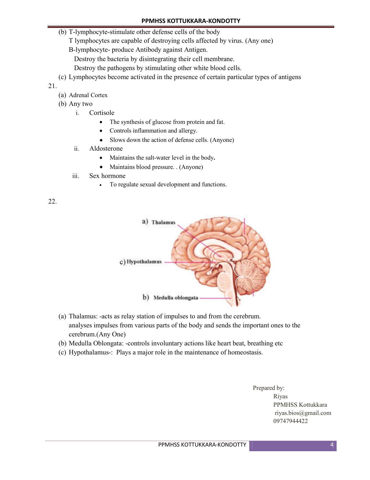 Kerala SSLC 2019  Biology Answer Key (EM) (Model) - Page 4