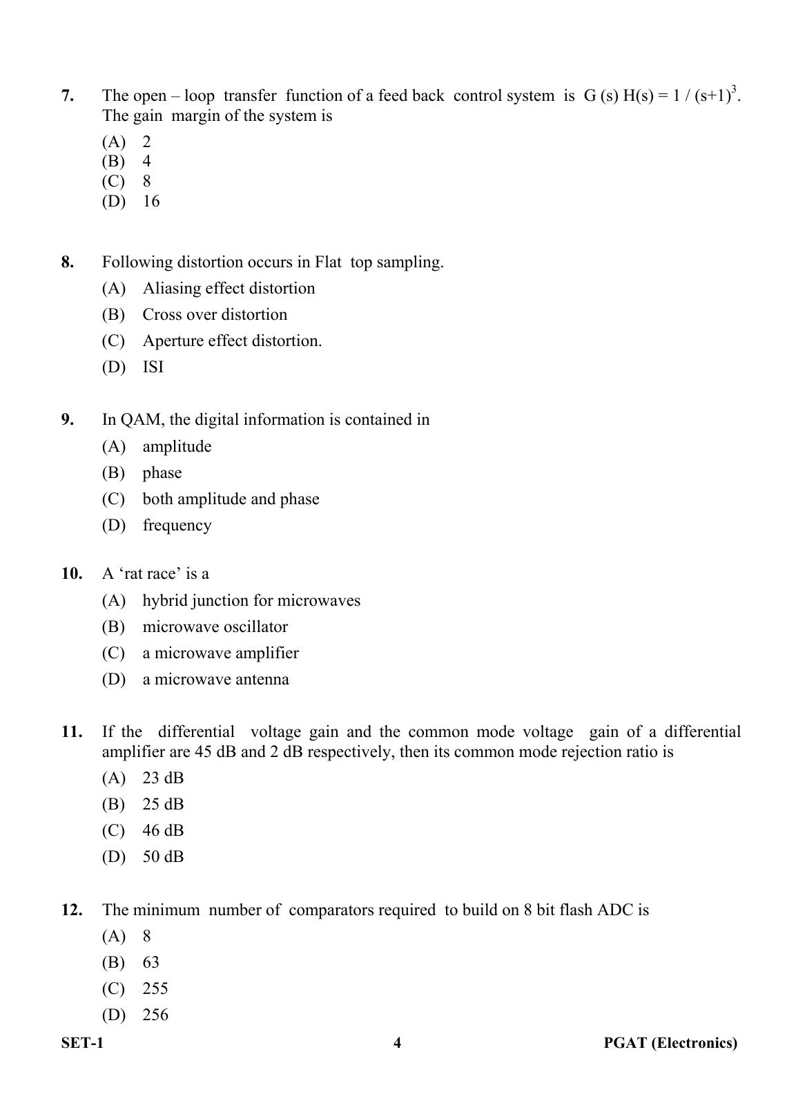 OJEE PGAT 2013 Electronics Set 1 Question Paper - Page 3