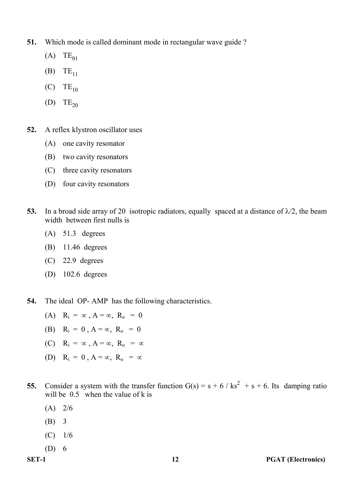 OJEE PGAT 2013 Electronics Set 1 Question Paper - Page 11