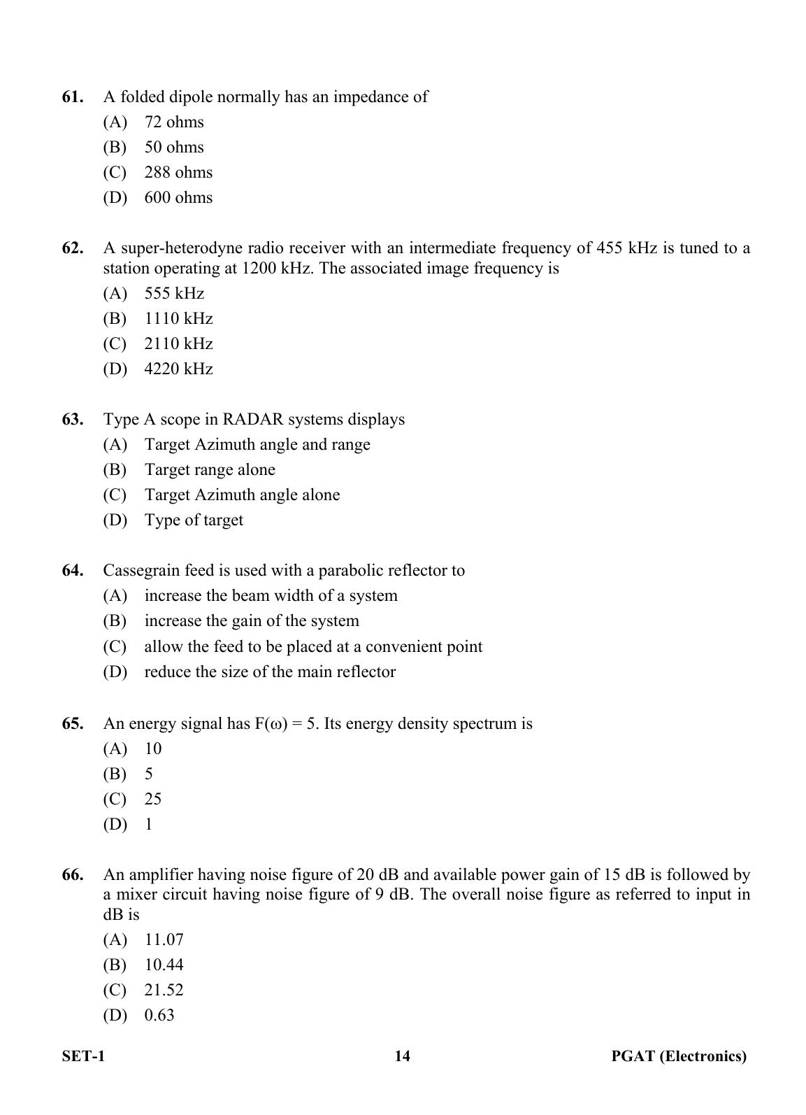 OJEE PGAT 2013 Electronics Set 1 Question Paper - Page 13
