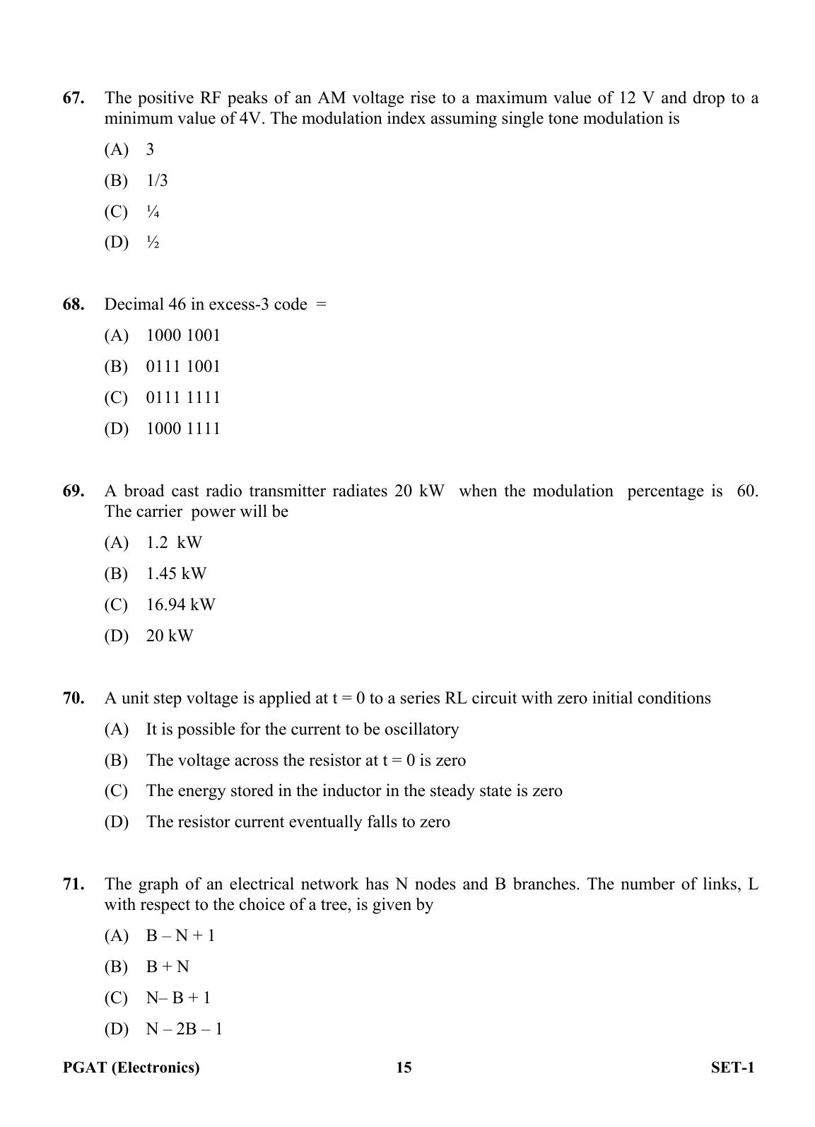 OJEE PGAT 2013 Electronics Set 1 Question Paper - Page 14